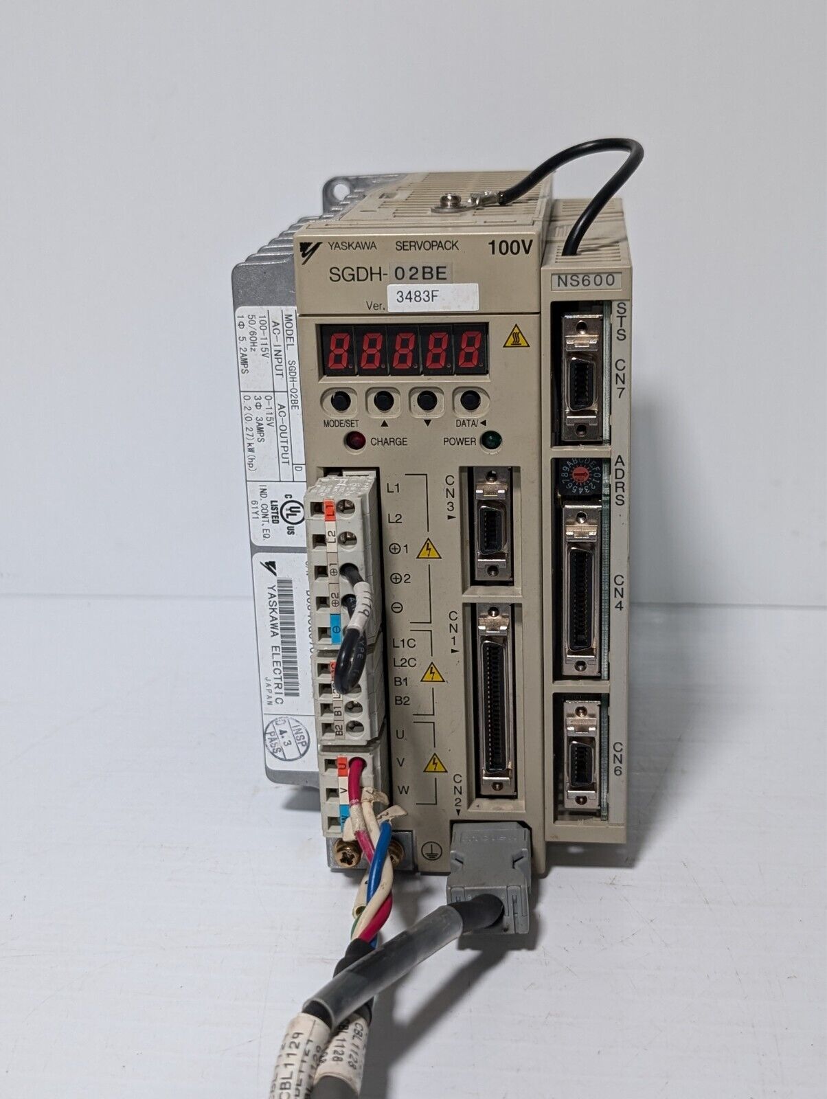 Yaskawa SGMAH-02BAF41 servo motor with SGDH-02BE servopack, CGI 023PLX0280-XX-01