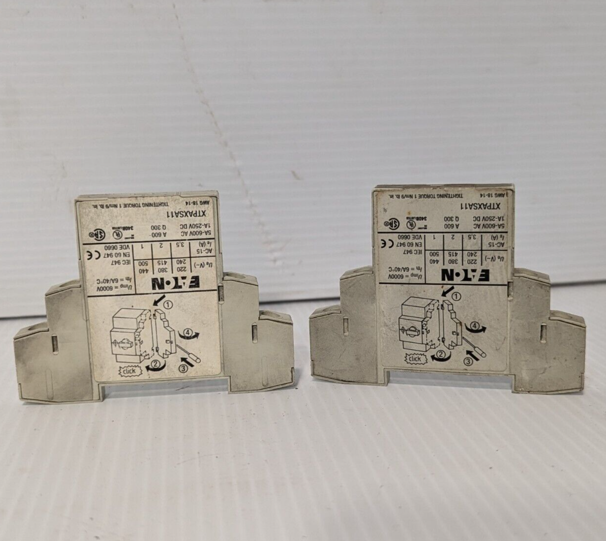 Lot of 2: Eaton XTPAXSA11 Side Starter Mount Auxiliary Contact -Free Shipping
