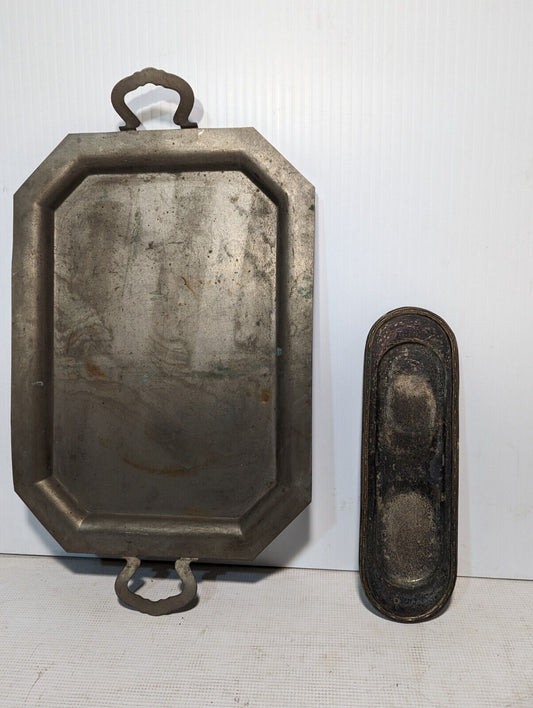 Two Vintage Metal Serving Trays - Individual Styles - Free Shipping