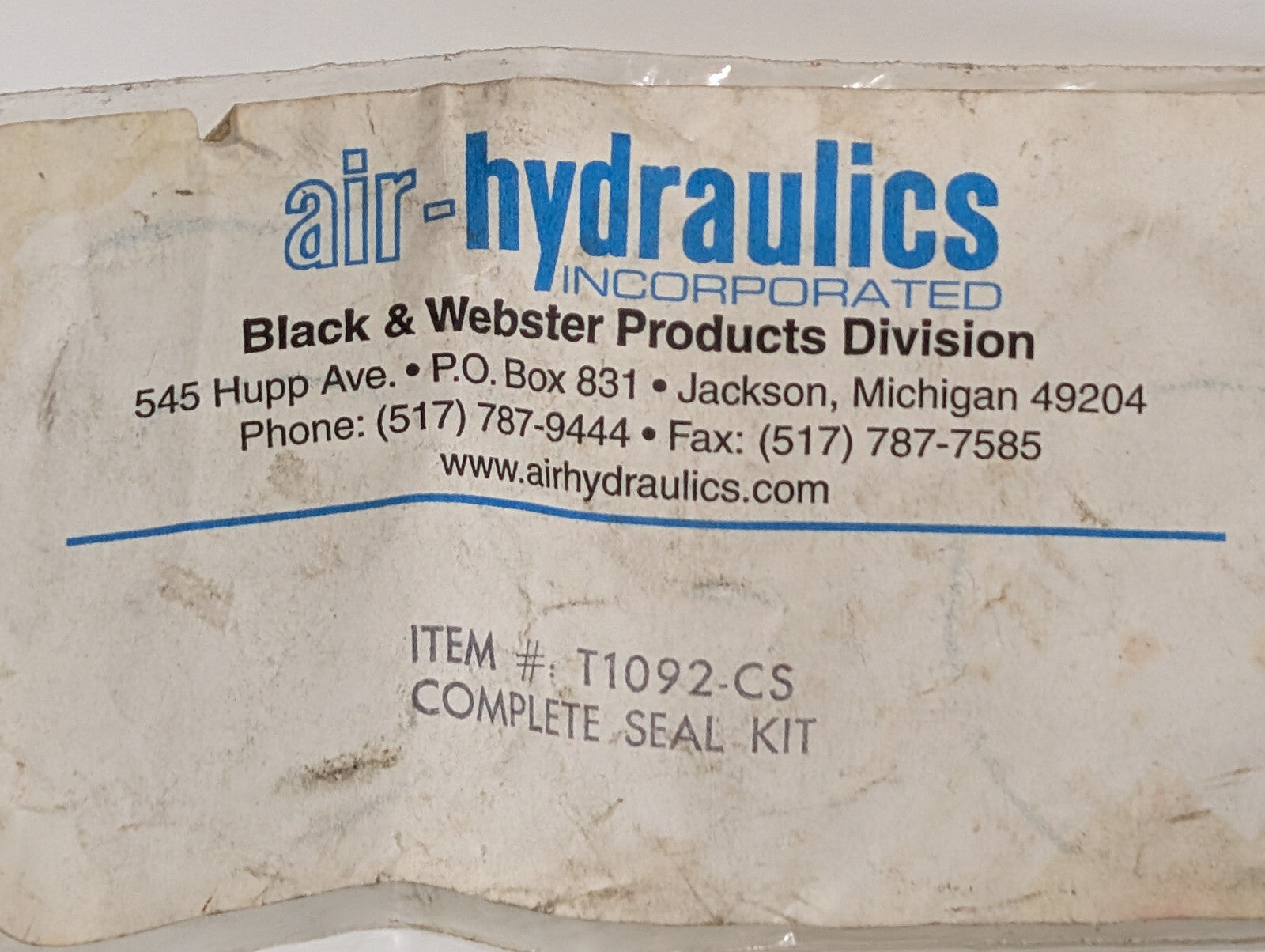 Air-Hydraulics, Inc T1092-CS Black & Webster Complete Seal Kit T1092CS