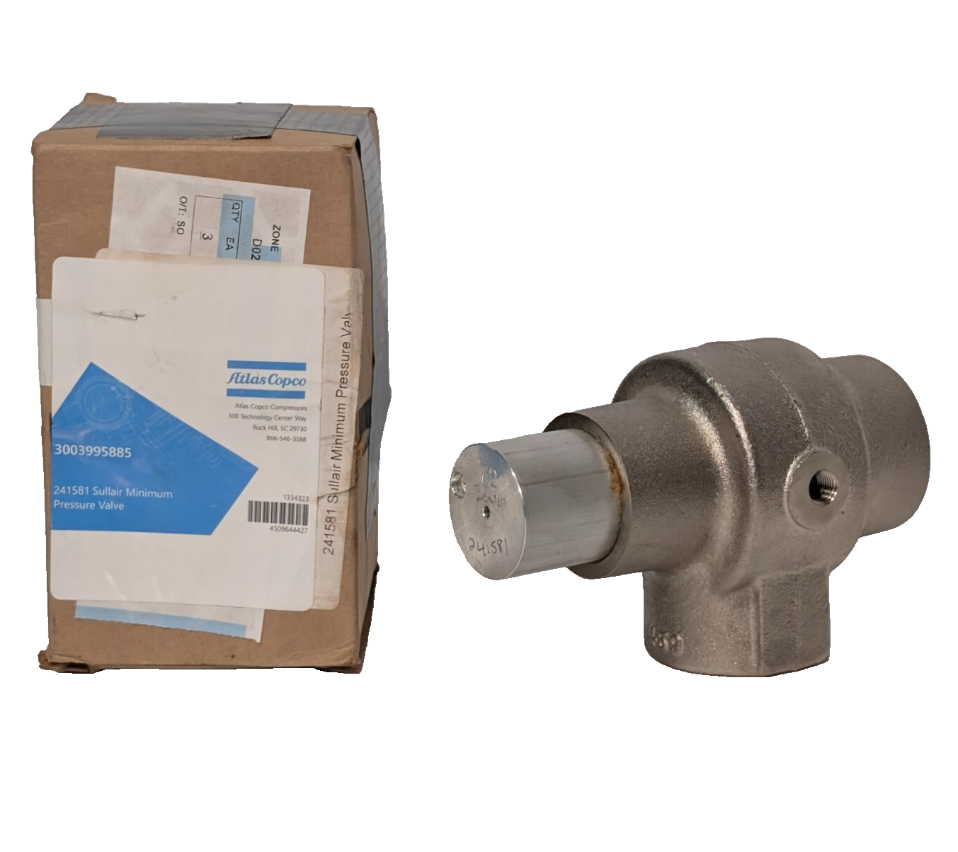 Sullair 241581 Minimum Pressure Valve Replacement Atlas Copco Compressors