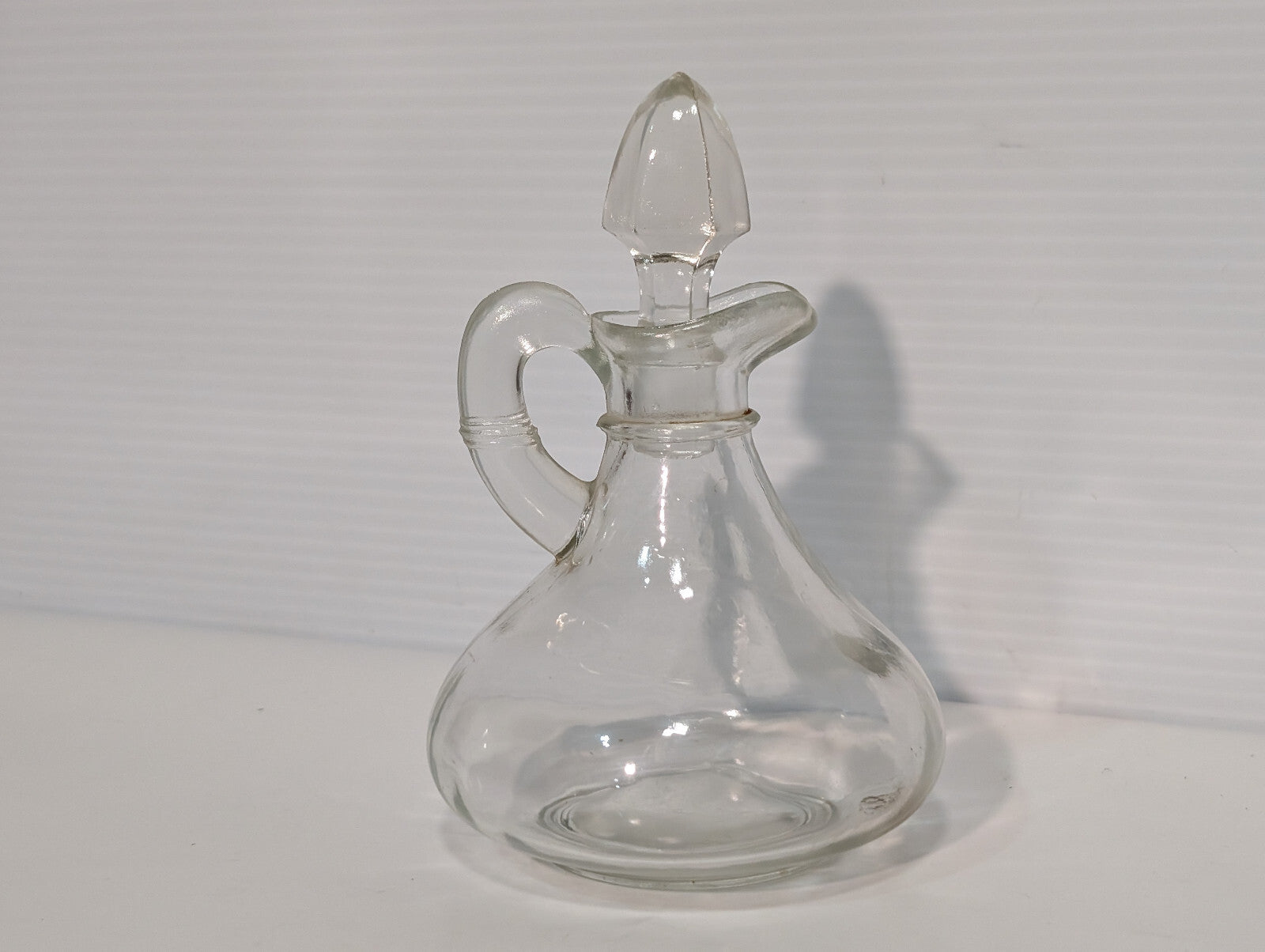 Vintage Clear Glass Cruet Bottle with Stopper Oil Vinegar Dressing Serving Ware