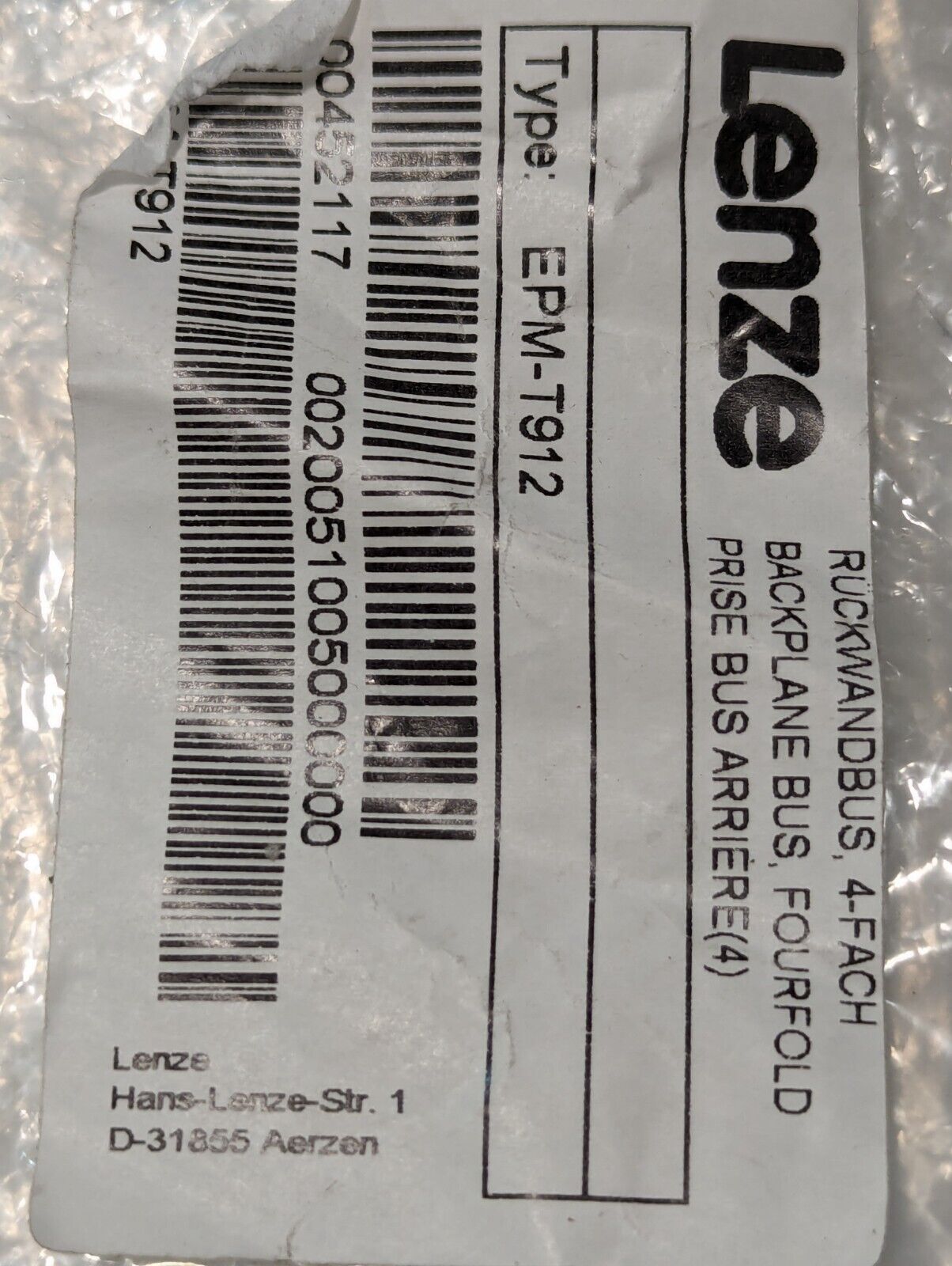 Lot of 6 Lenze Americas EPM-T912 4-Fold Backplane Bus Connector - Free Shipping