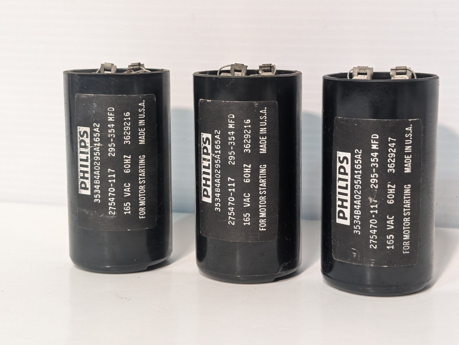 (3) Philips 275470-117 295-354 MFD Motor Start Capacitor 3534B4A0295A165A2