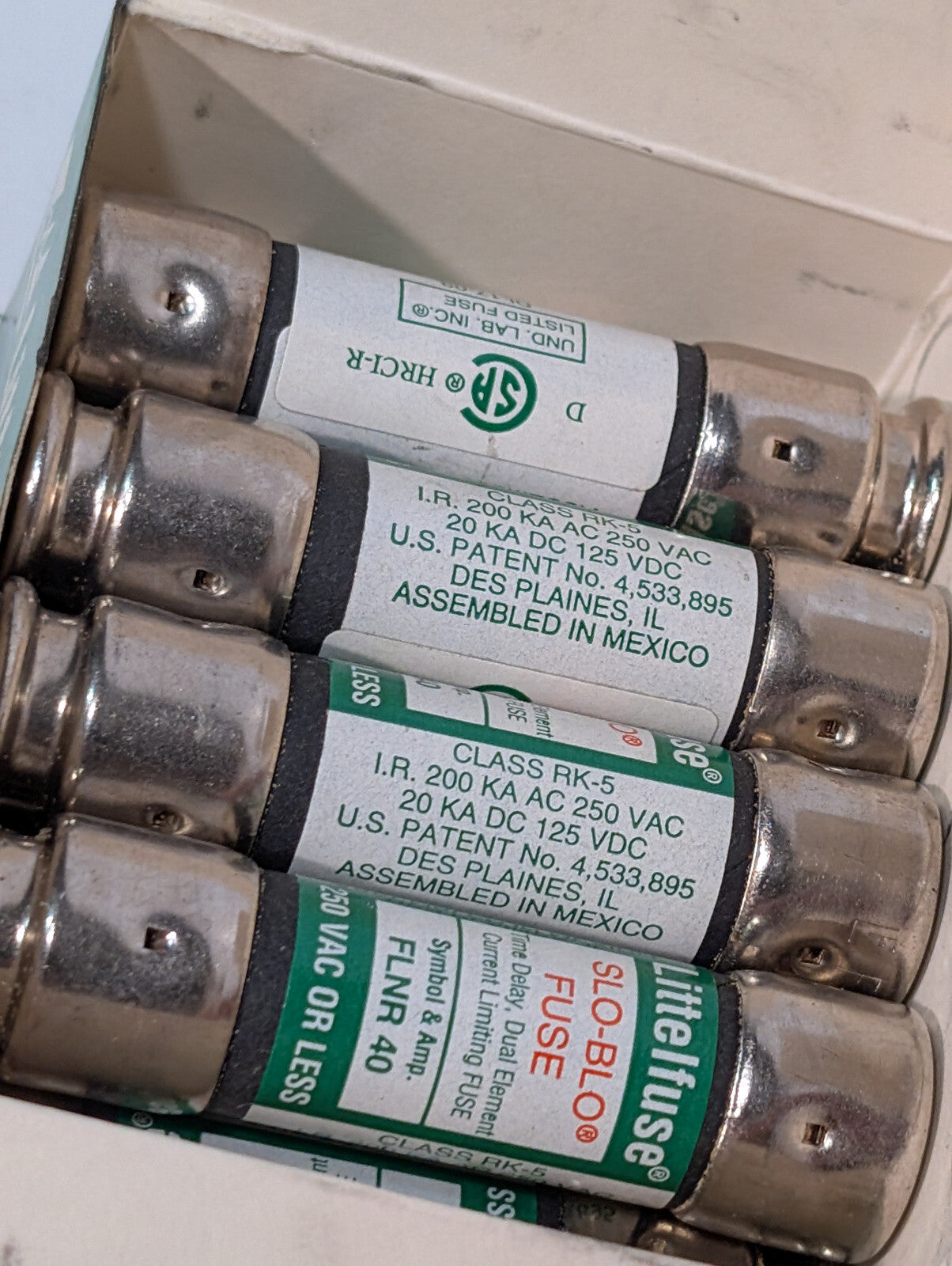 10 Count Box: Littelfuse FLNR 40, Slo-Blo Fuses, 250VAC, Class RK-5
