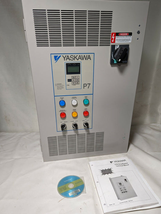 Yaskawa P7B drive with bypass, P7BVD016X, 5HP, out 0-208V, 0-60Hz, 16.7A, 3PH