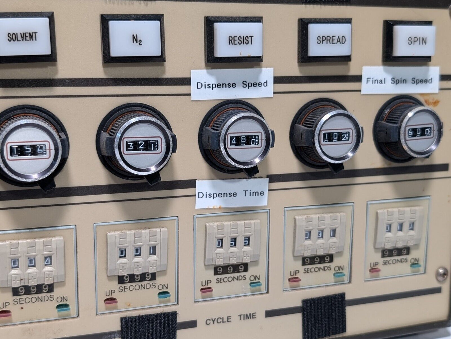 Solitec 5110-C/TRIDAK Photoresist Spinner control module as shown, wafer process