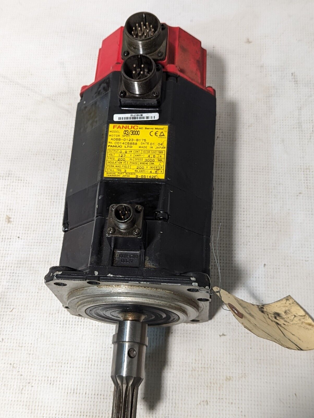 FANUC a3/3000 AC Servo Motor, A06B-0123-B175, 127V 3PH 3000RPM