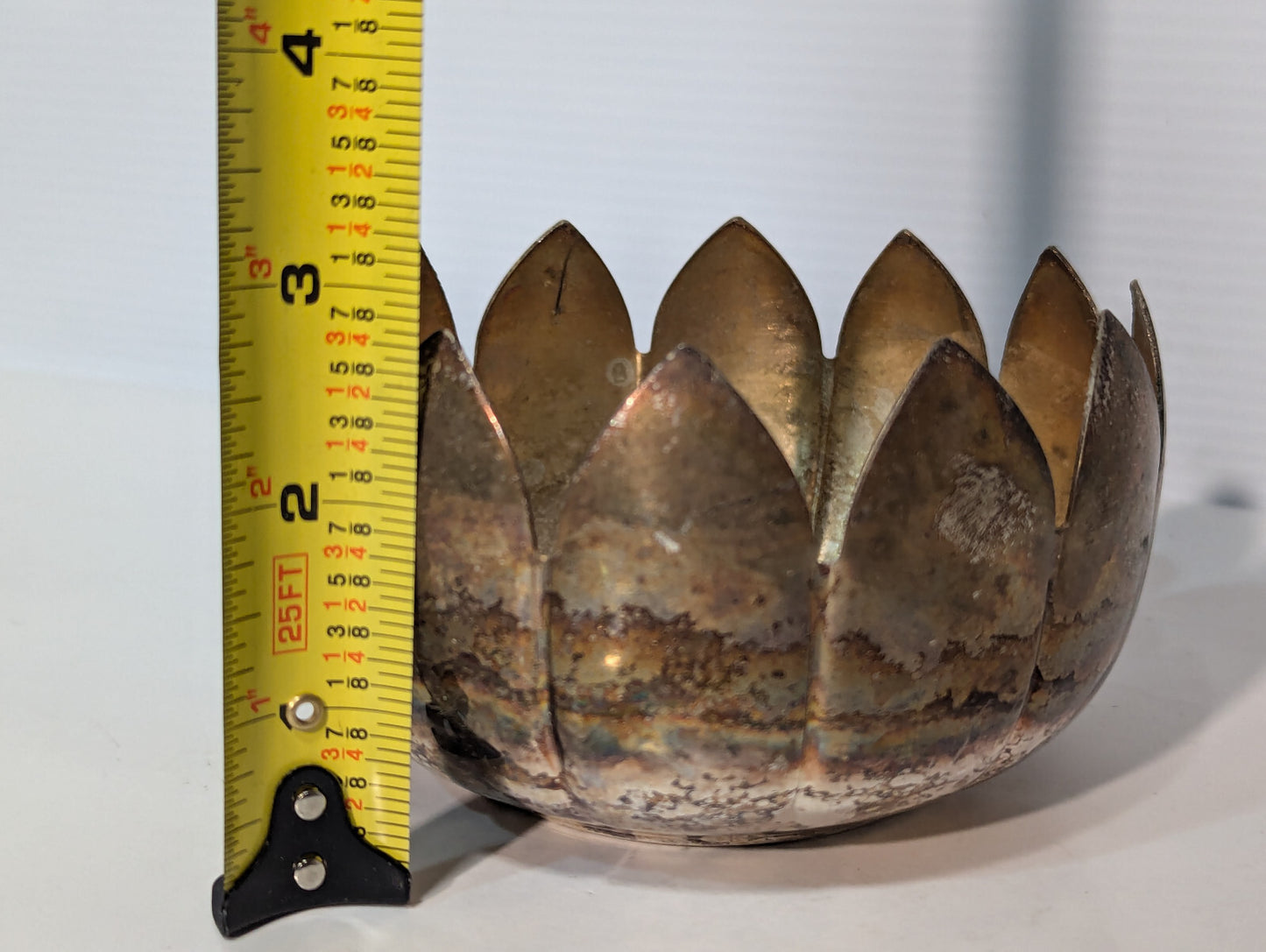 Vintage Brass Lotus Candle Holder Cone Incense Burner Dish Nested Removable Part