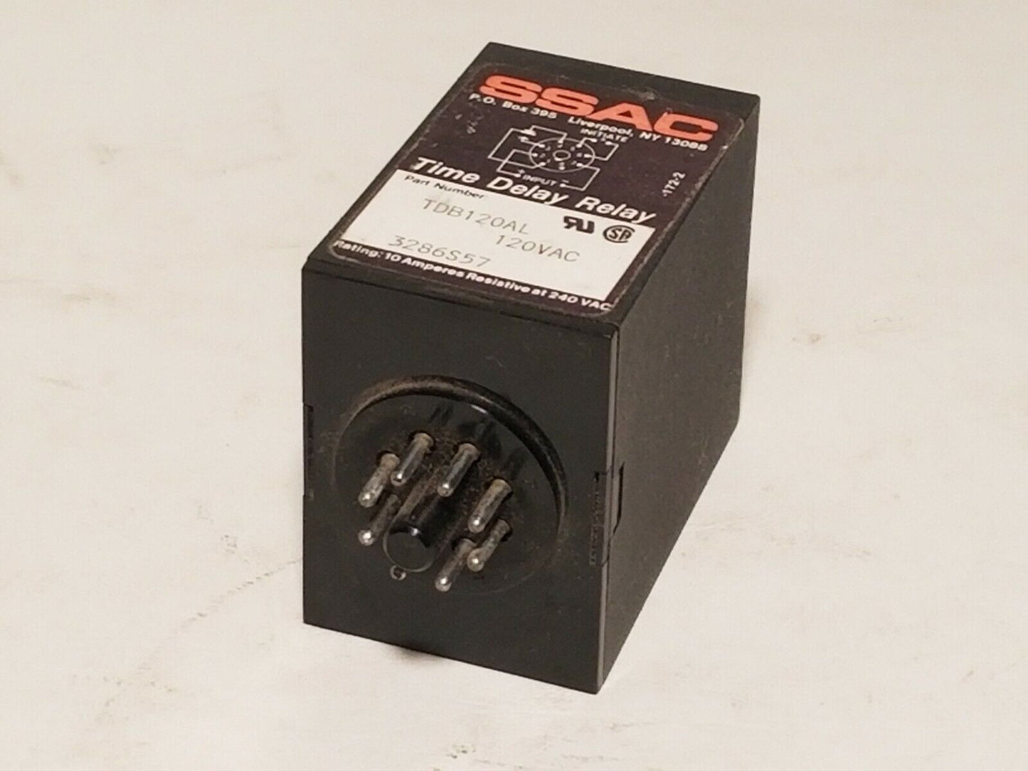 SSAC time delay relay TDB120AL 120VAC, 3286S57, 10A resistive @ 240VAC, Digi-Set