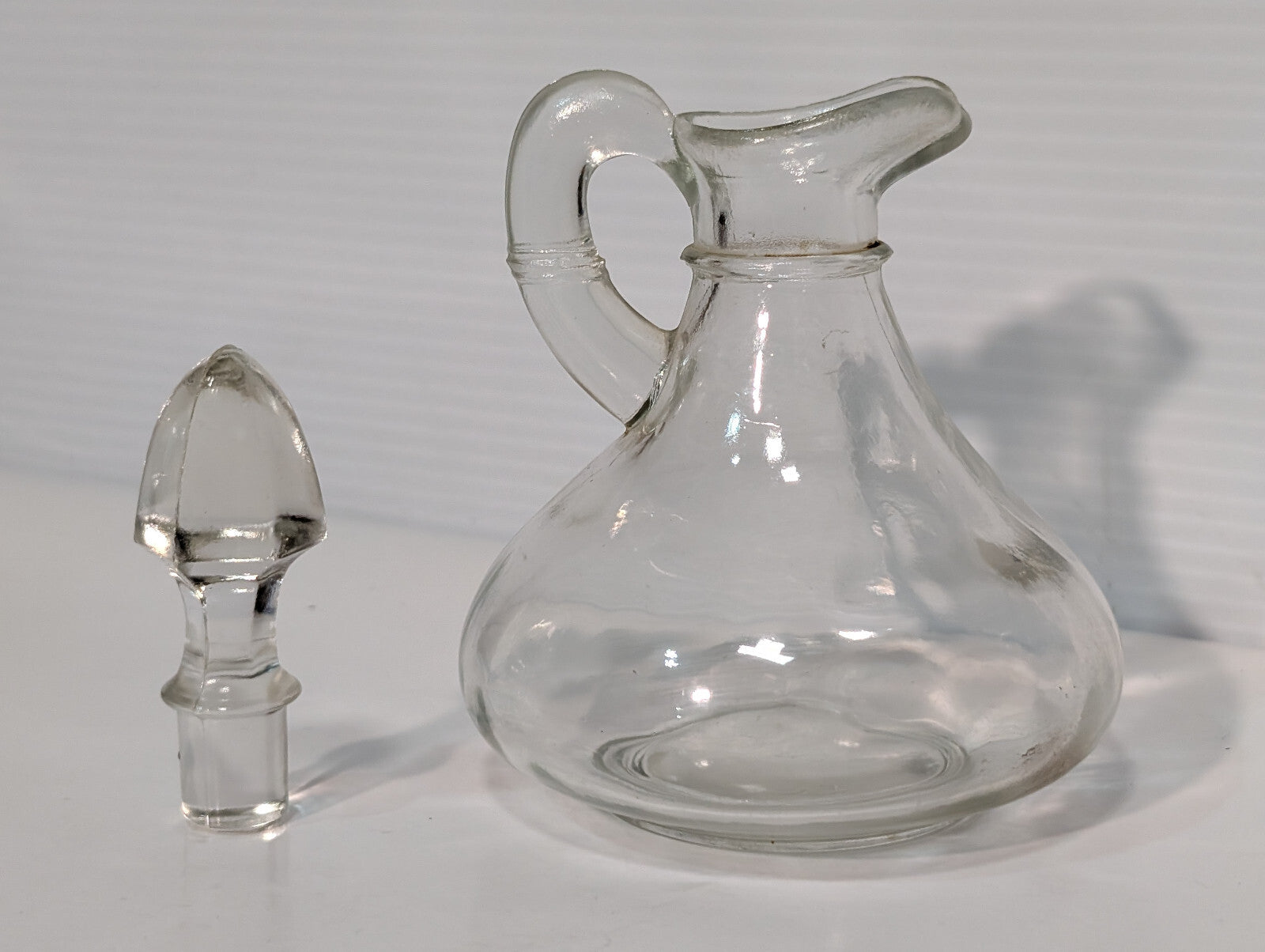 Vintage Clear Glass Cruet Bottle with Stopper Oil Vinegar Dressing Serving Ware