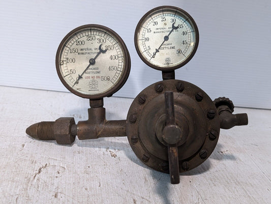 Vintage Imperial Brass Acetylene Pressure Gauge, Regulator Valve - Free Shipping