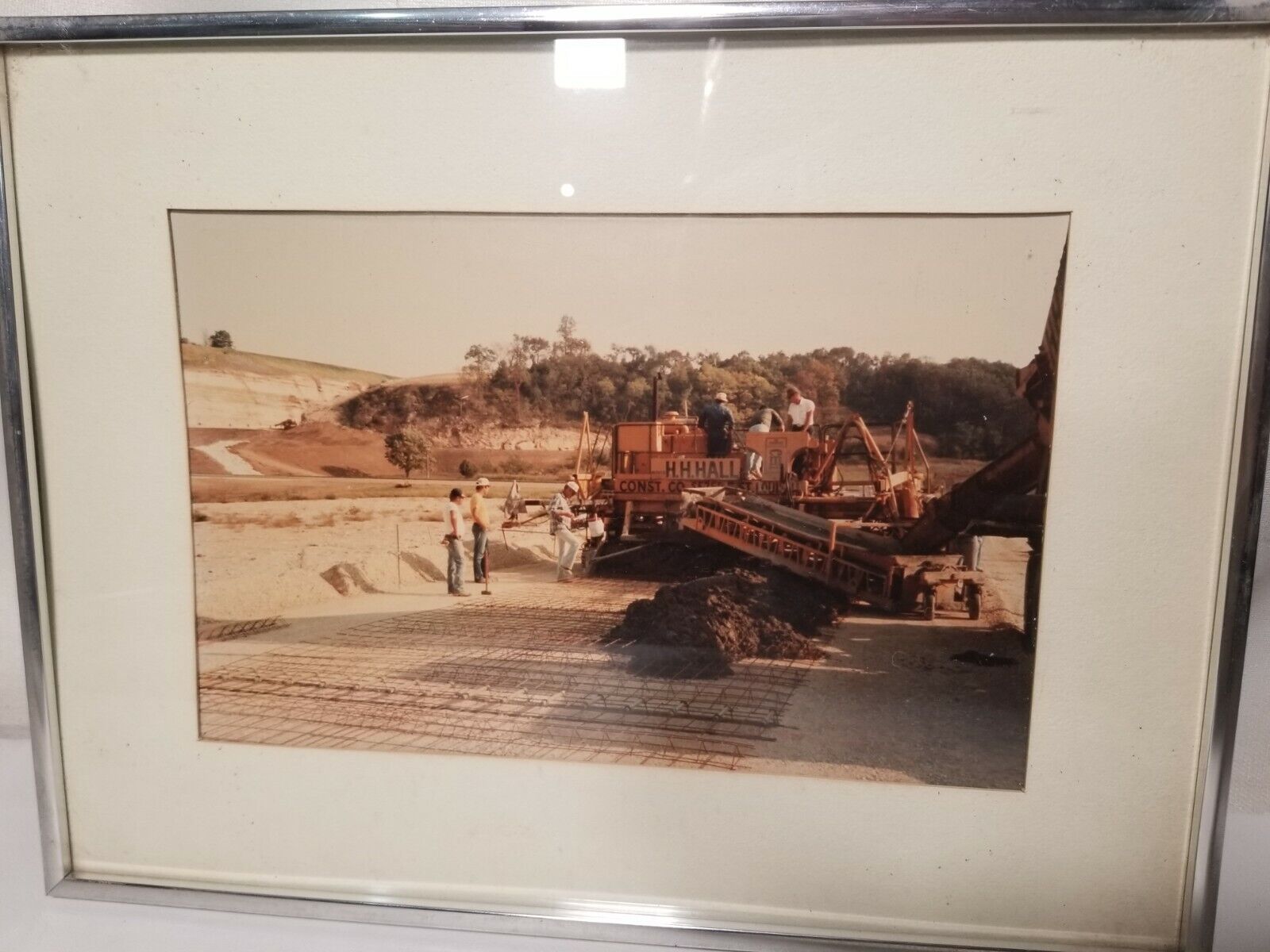 Vintage construction photos in frame 16.375"x12.375"