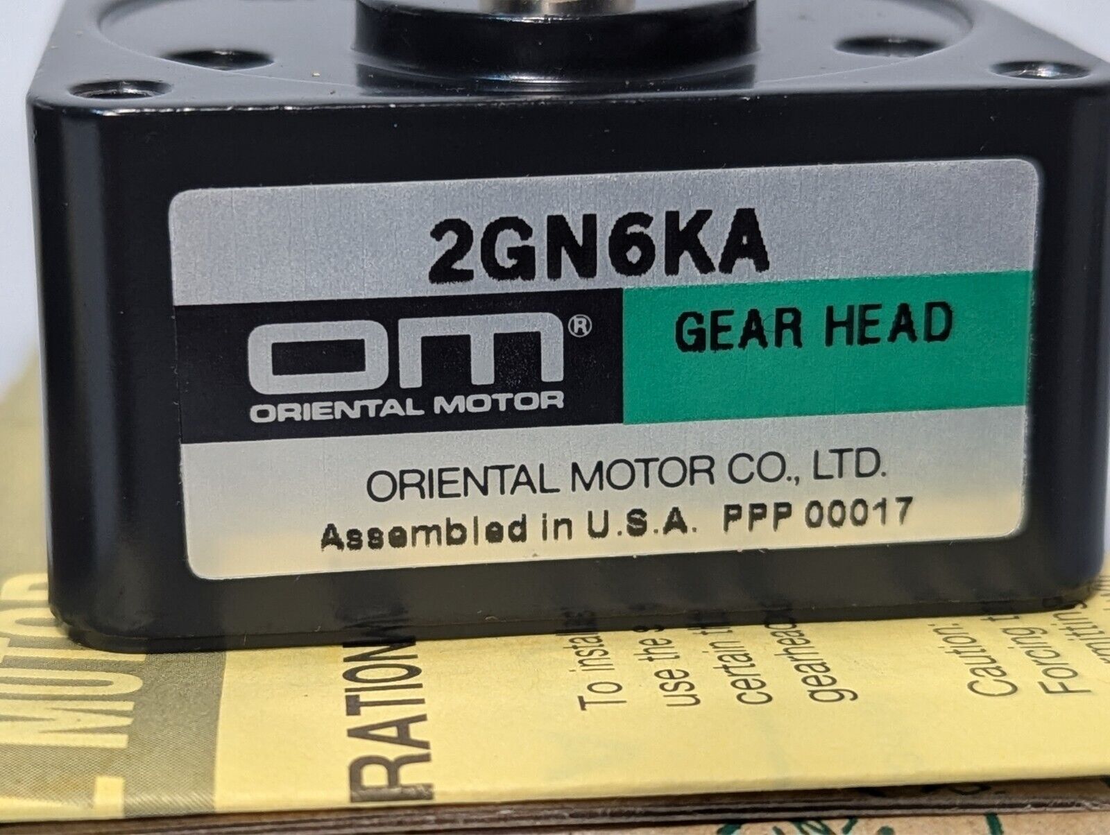 NEW Oriental Motor 2GN6KA Parallel Shaft Gear Head 6:1 Ratio - Free Shipping