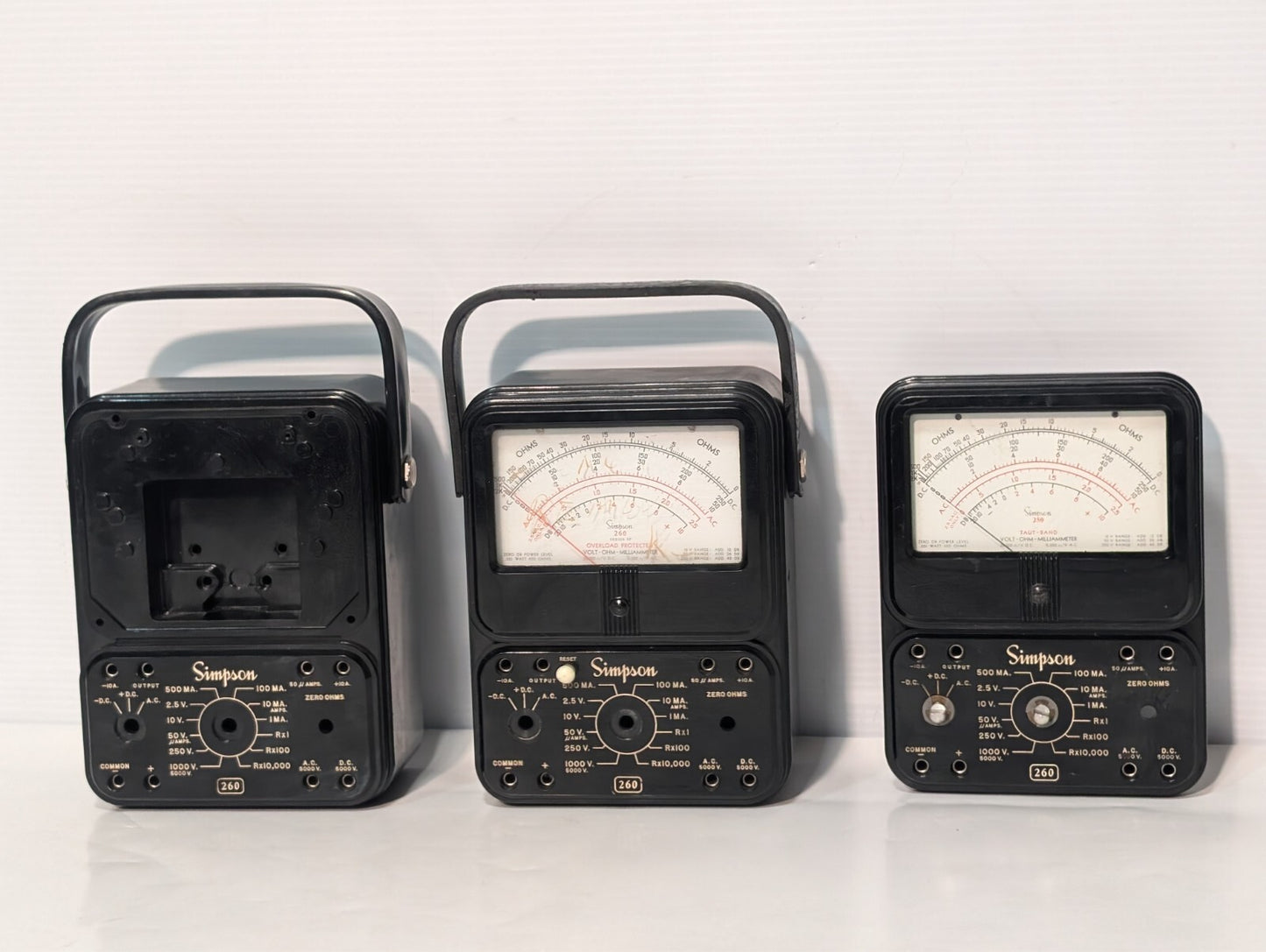 (3) SIMPSON 260 Series 5P Overload Protected Volt Milliammeter Analog Meter READ