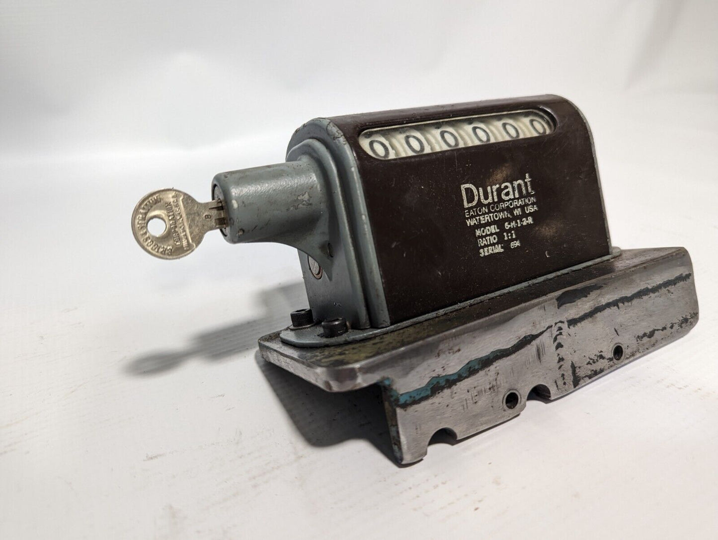 Durant Eaton Model 6-M-1-2-R Vintage Stroke Counter With Key
