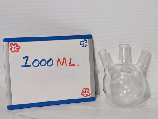 Unbranded 1000mL Round Bottom, 3-Neck Boiling Flask, Angled Joints
