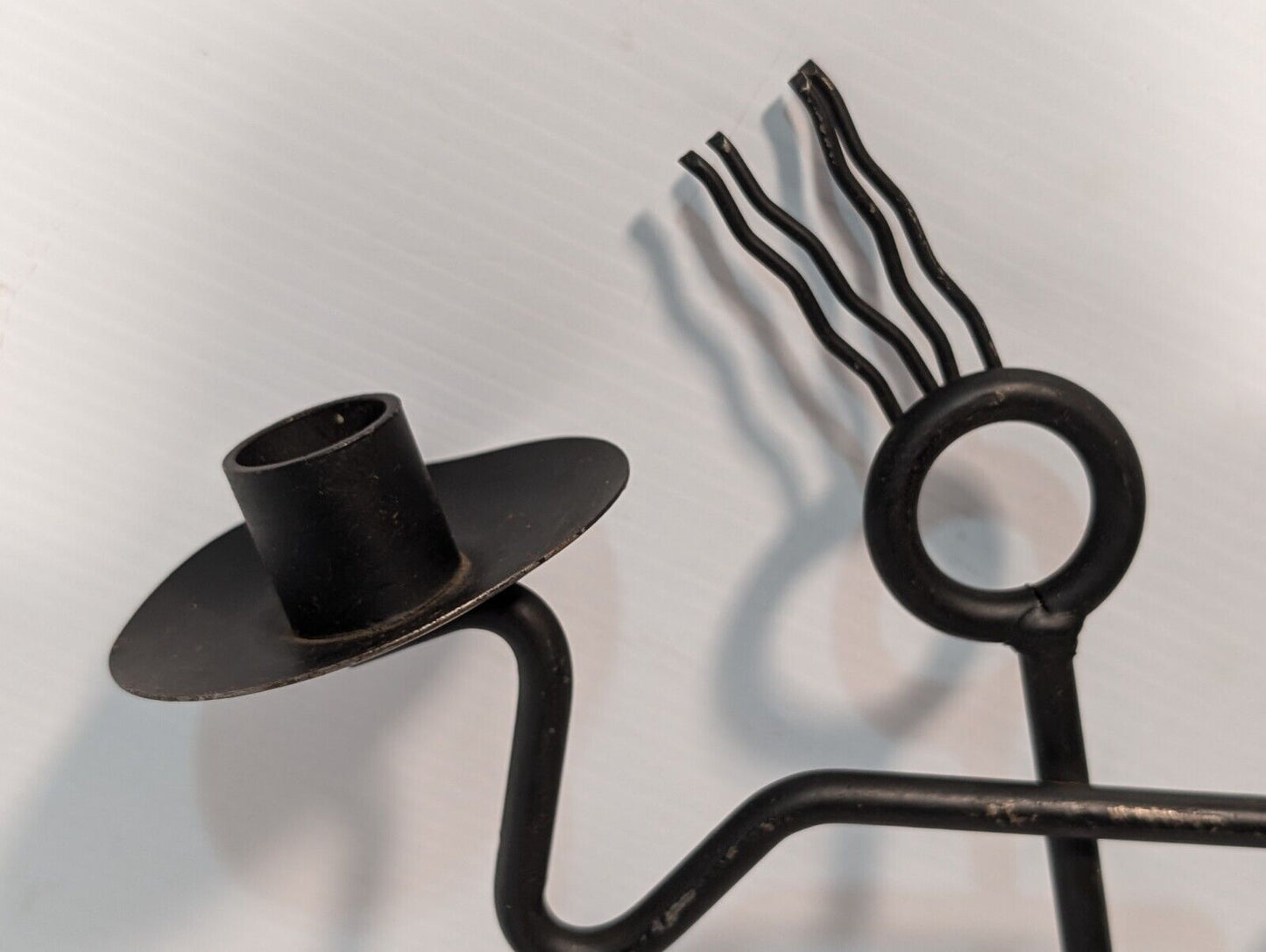 Wrought Black Iron Dancing Man Candle Holder, 12 x 8 inches - Free Shipping