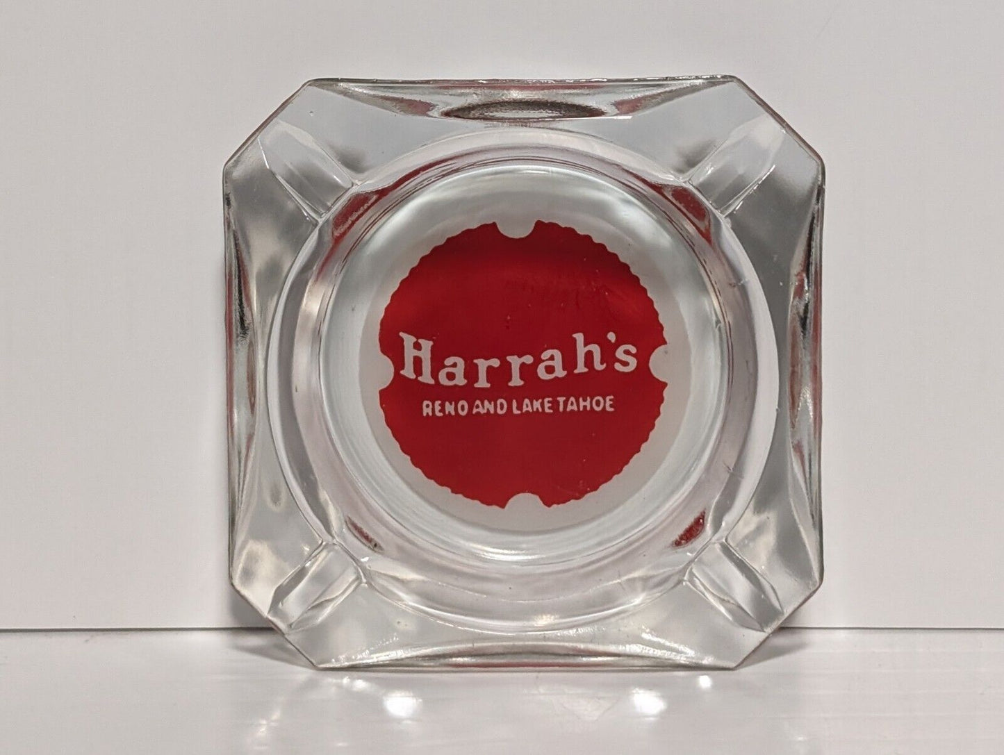 Vintage Harrah's Reno And Lake Tahoe Glass Ashtray