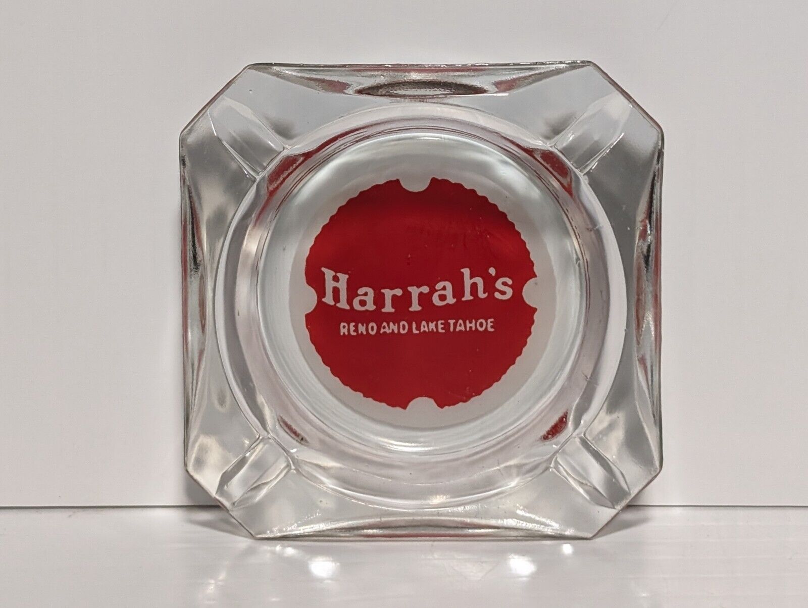 Vintage Harrah's Reno And Lake Tahoe Glass Ashtray