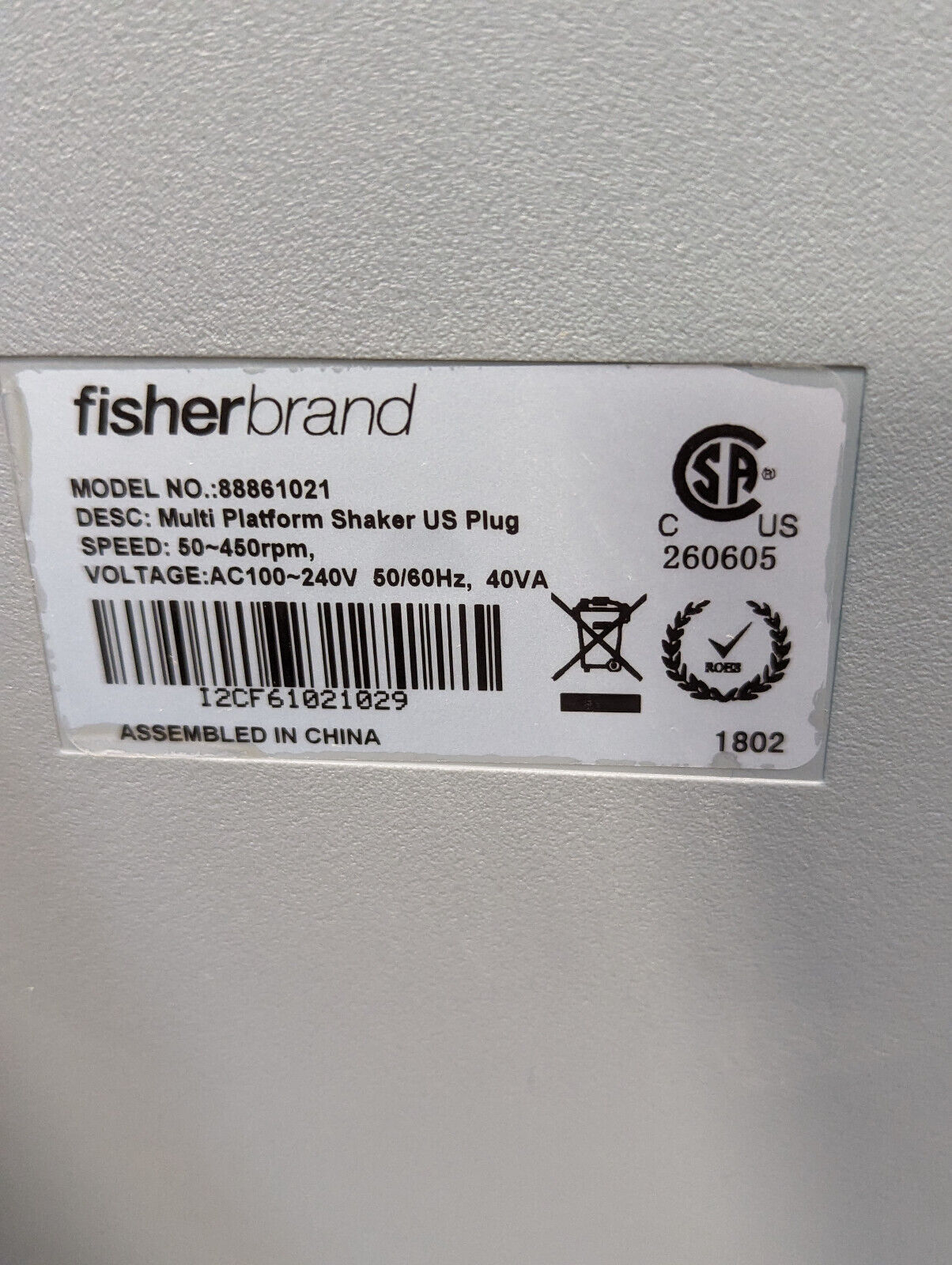 Fisherbrand 88861021 multi platform shaker, Not Working