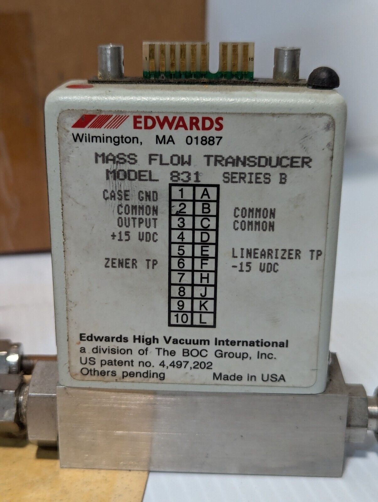 Edwards 831 Mass Flow Transducer, in set of two units: 5 SLM and 10 SCCM range