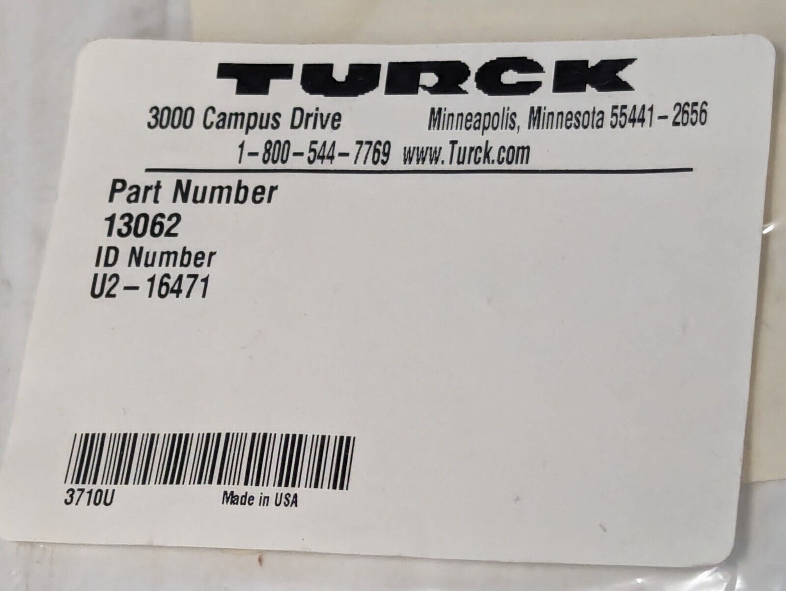 Turck 13062 Cable Assembly, Stacker B250, U2-16471, W4007 - Free Shipping