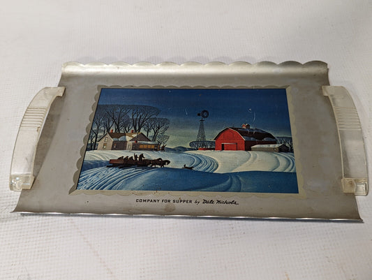 Vintage Serving Tray Dale Nichols "Company for Supper"