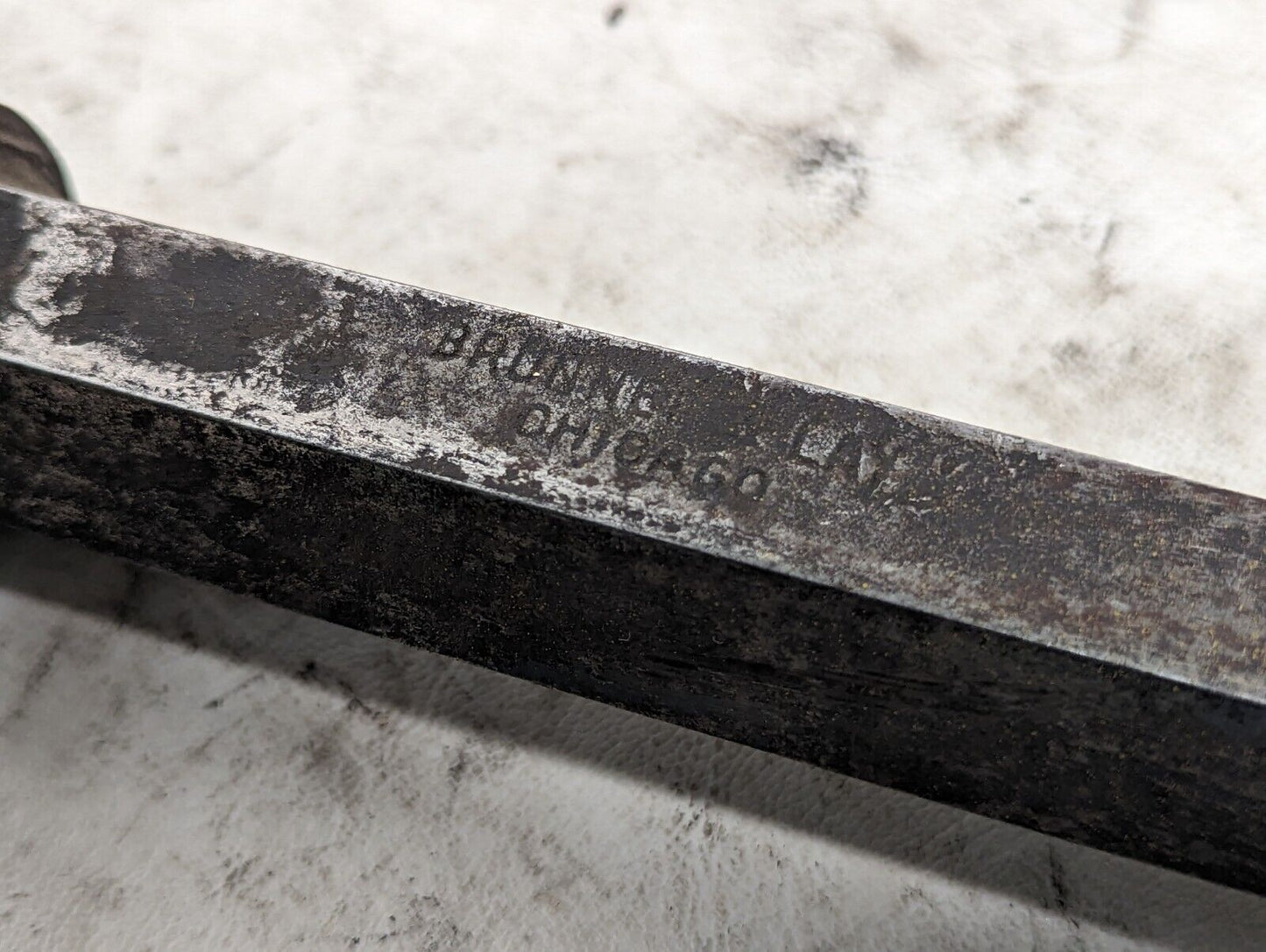 Specialty metal-working chisel w/handle from closing spring manufacturer, 21x14"