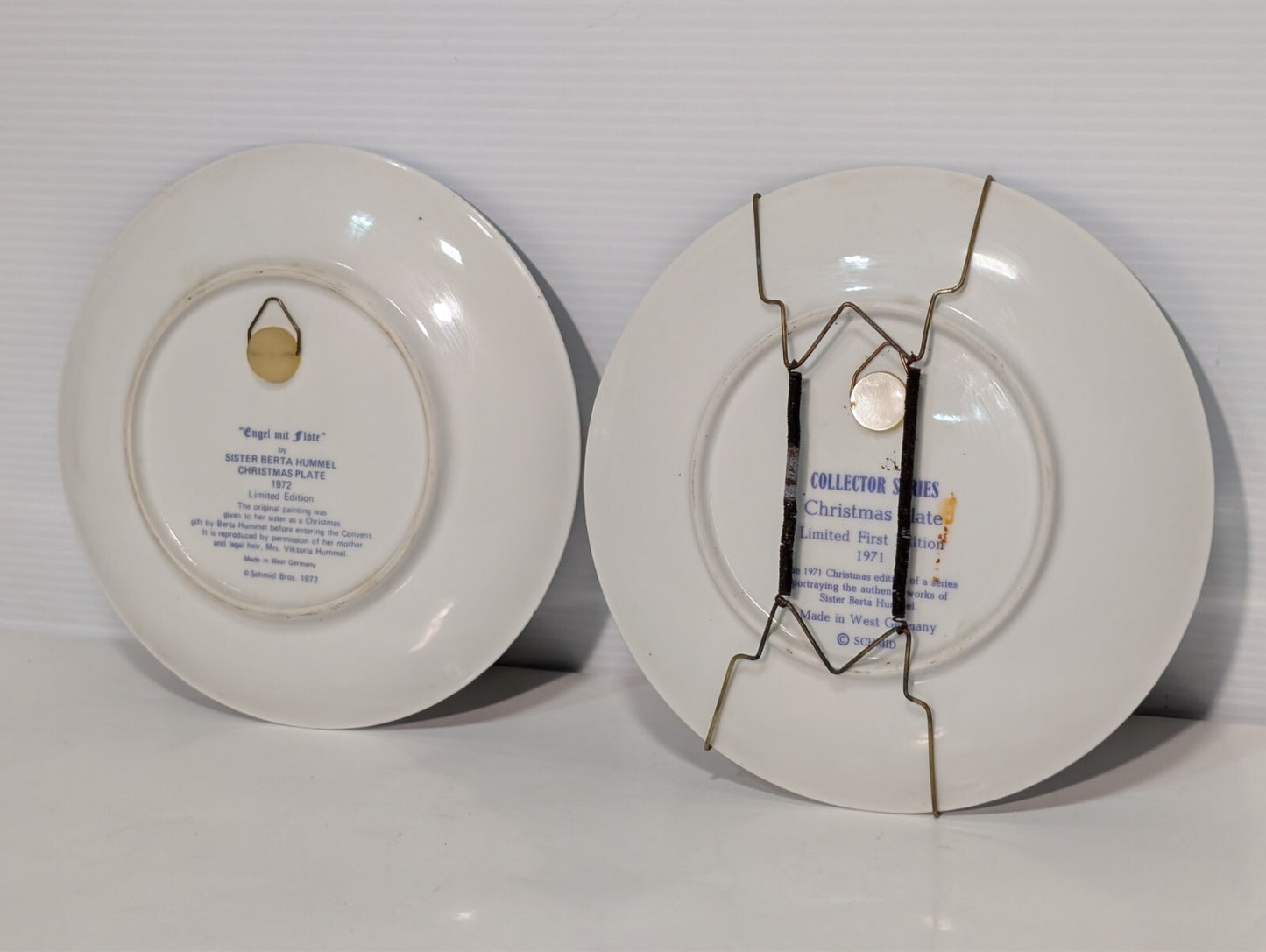 (2) Bertha Hummel Christmas Plate 1971 1972 Heavenly Angel Children