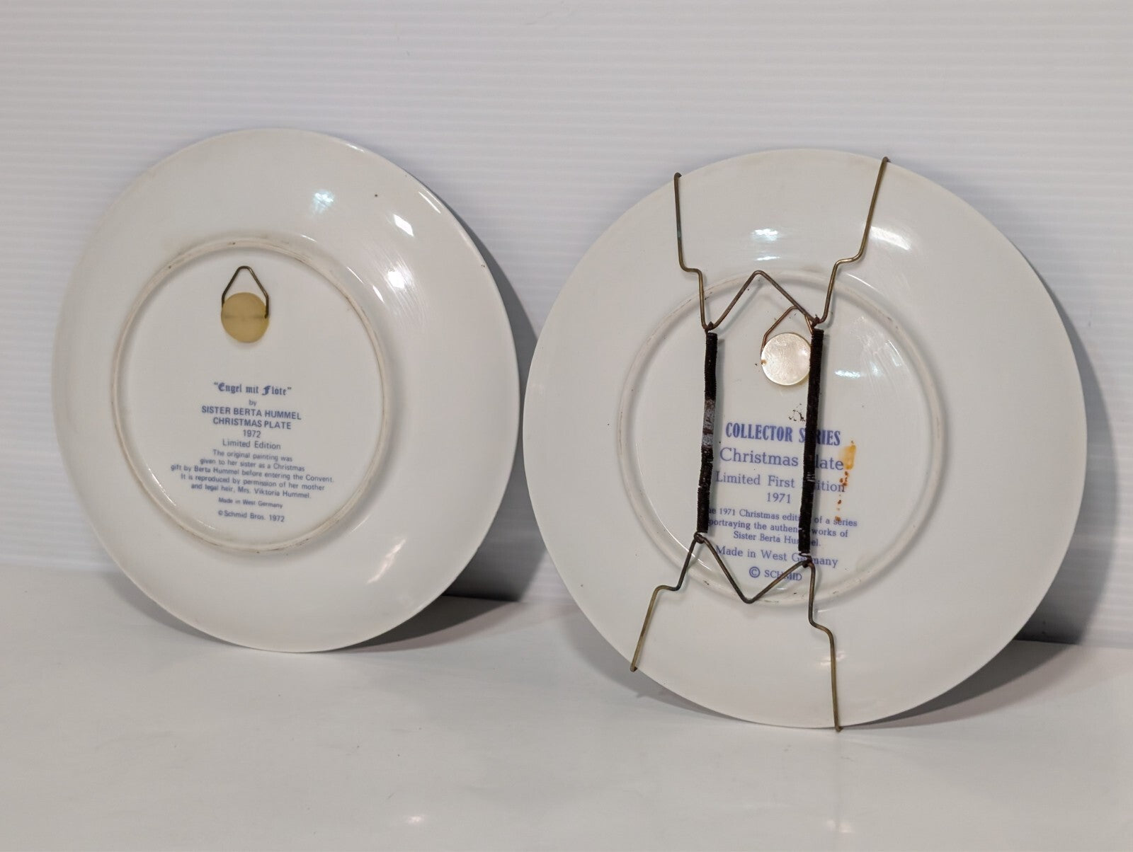 (2) Bertha Hummel Christmas Plate 1971 1972 Heavenly Angel Children