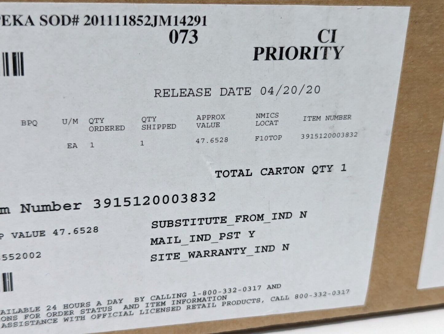 3915-12-000-3832 167K427H01 Shelf End Stop - Free Shipping