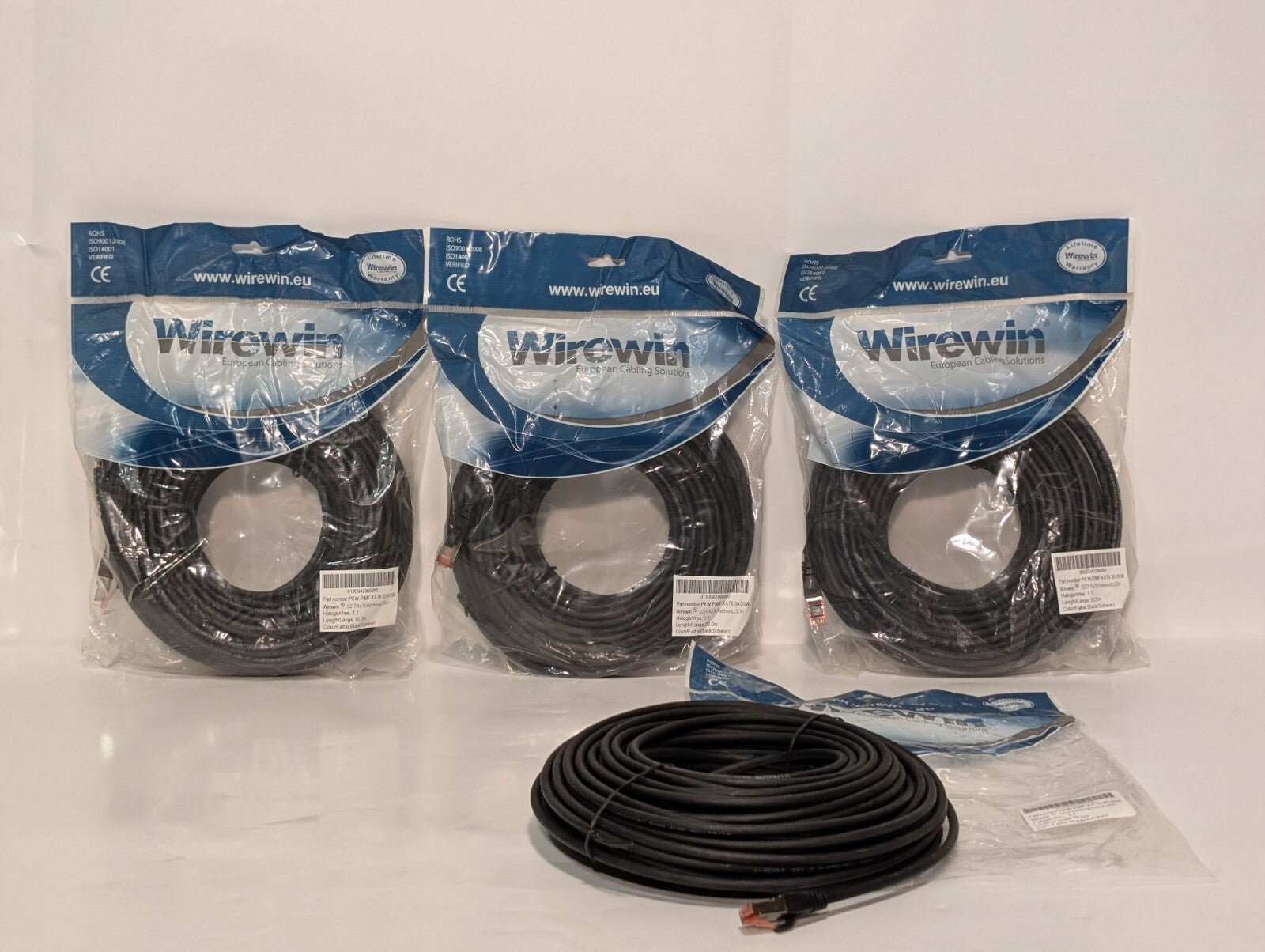 (4) Wirewin PKW-PIMP-KAT6 Weiss CAT6 Patch Cord, S/FTP, LSZH