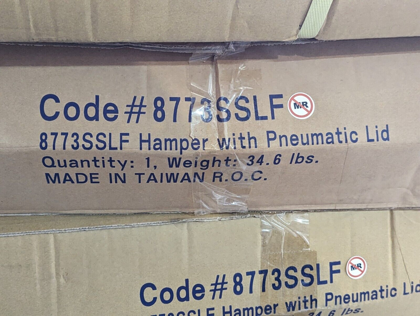 8773SSLF stainless steel hamper with pneumatic lid, made in Taiwan