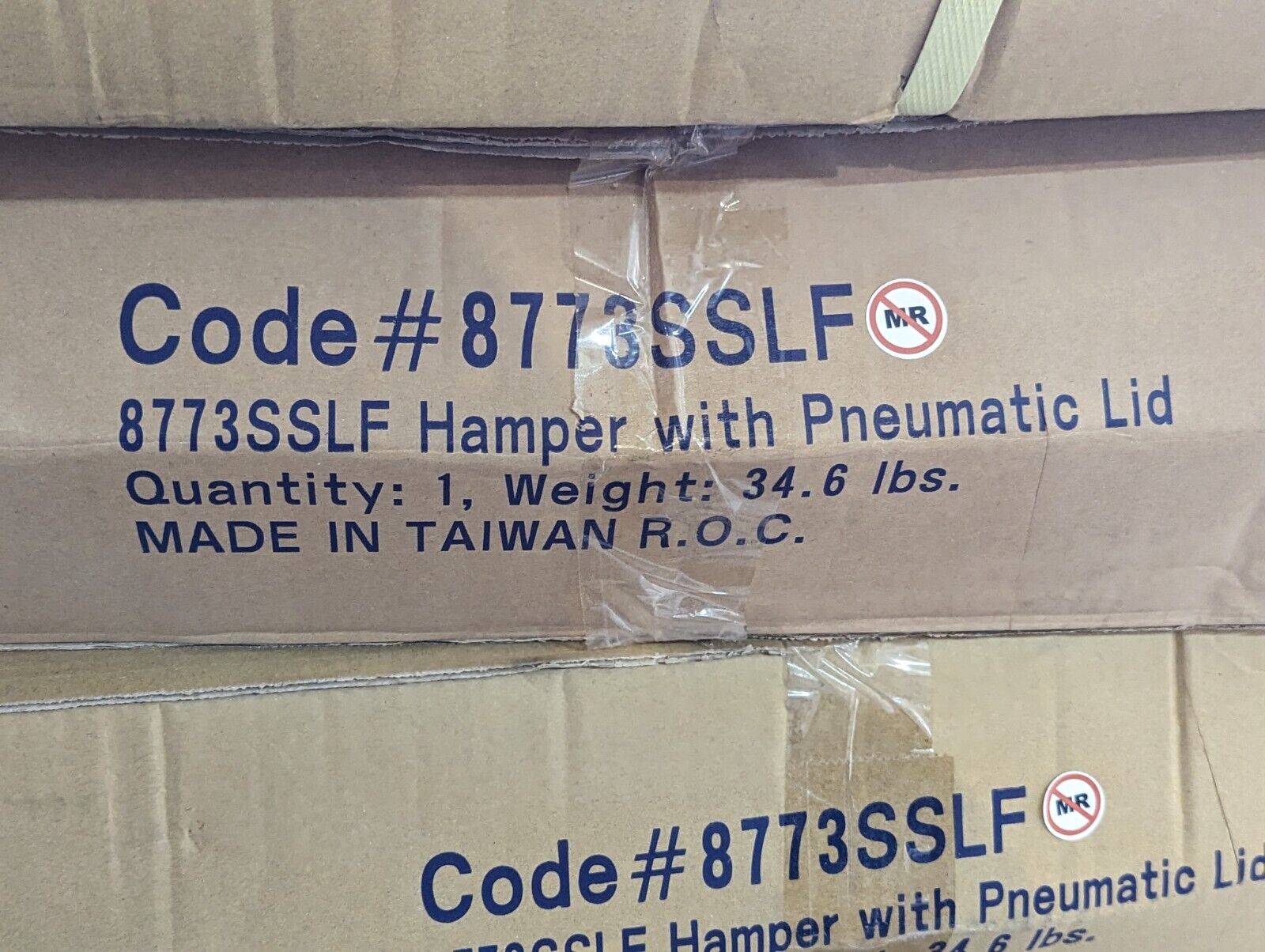 8773SSLF stainless steel hamper with pneumatic lid, made in Taiwan
