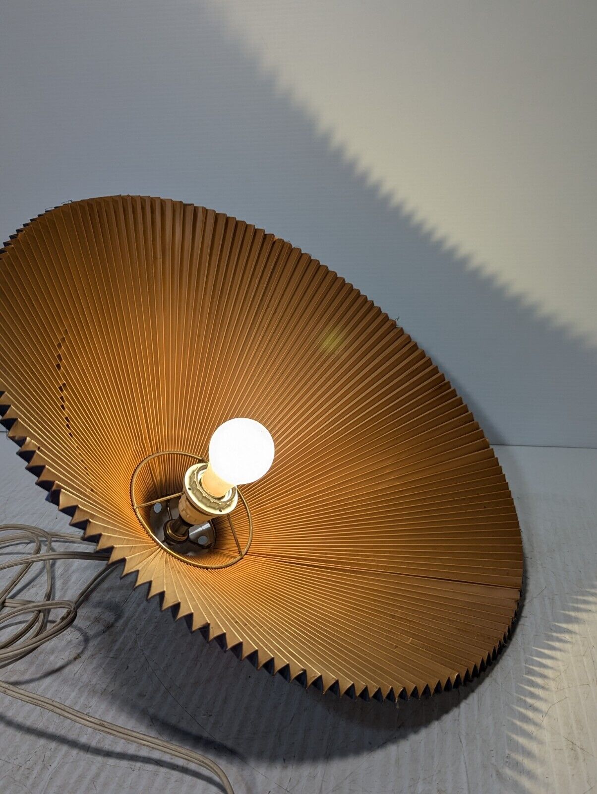 Vintage 1970s Martin Caprani Pleated Hanging Pendant Blue Lamp, Plug In