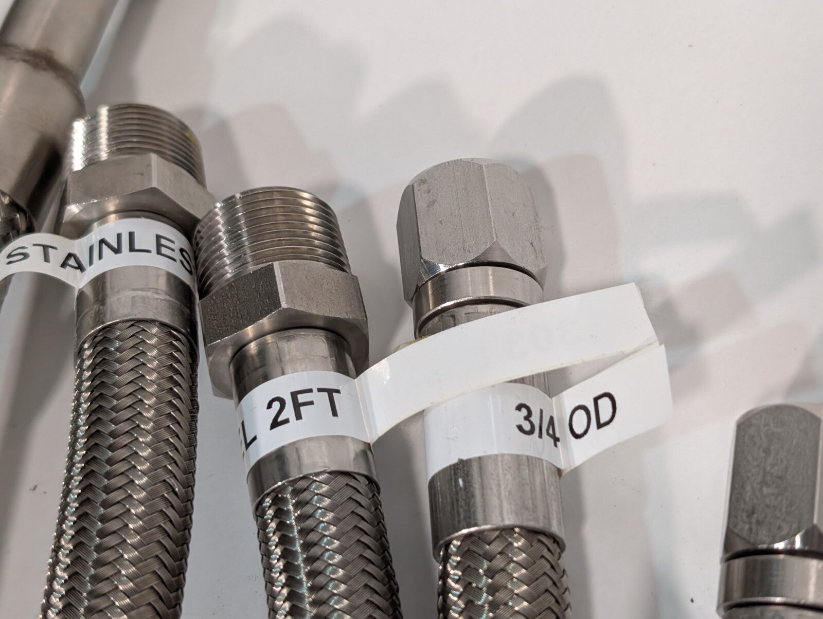 (15) Braided 316 Stainless Steel Flex Hoses, Assorted Lengths Sizes Ports