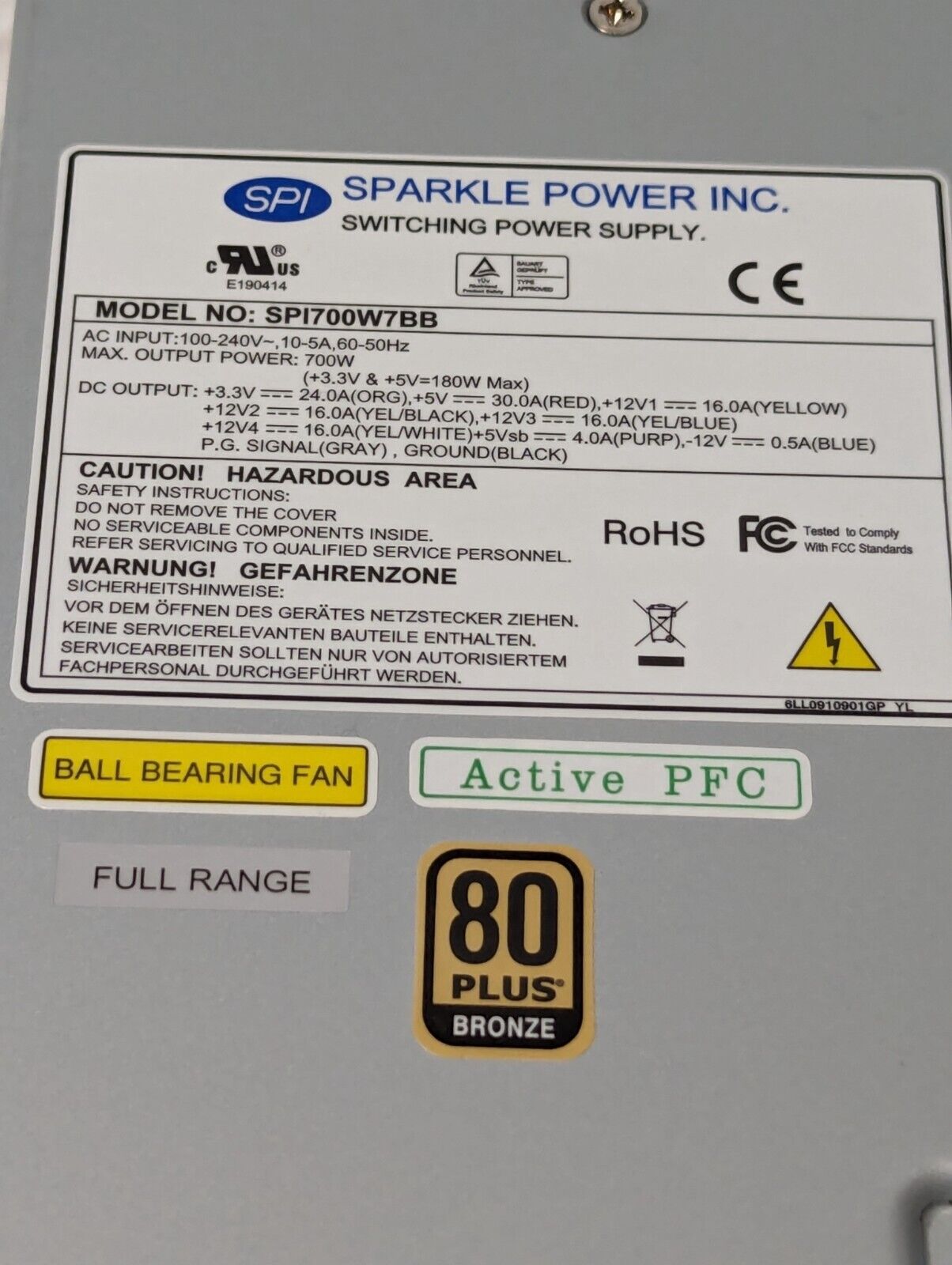 Sparkle Power 700-Watt  Supply Active Factor Correction SPI700W7BB - Free Ship