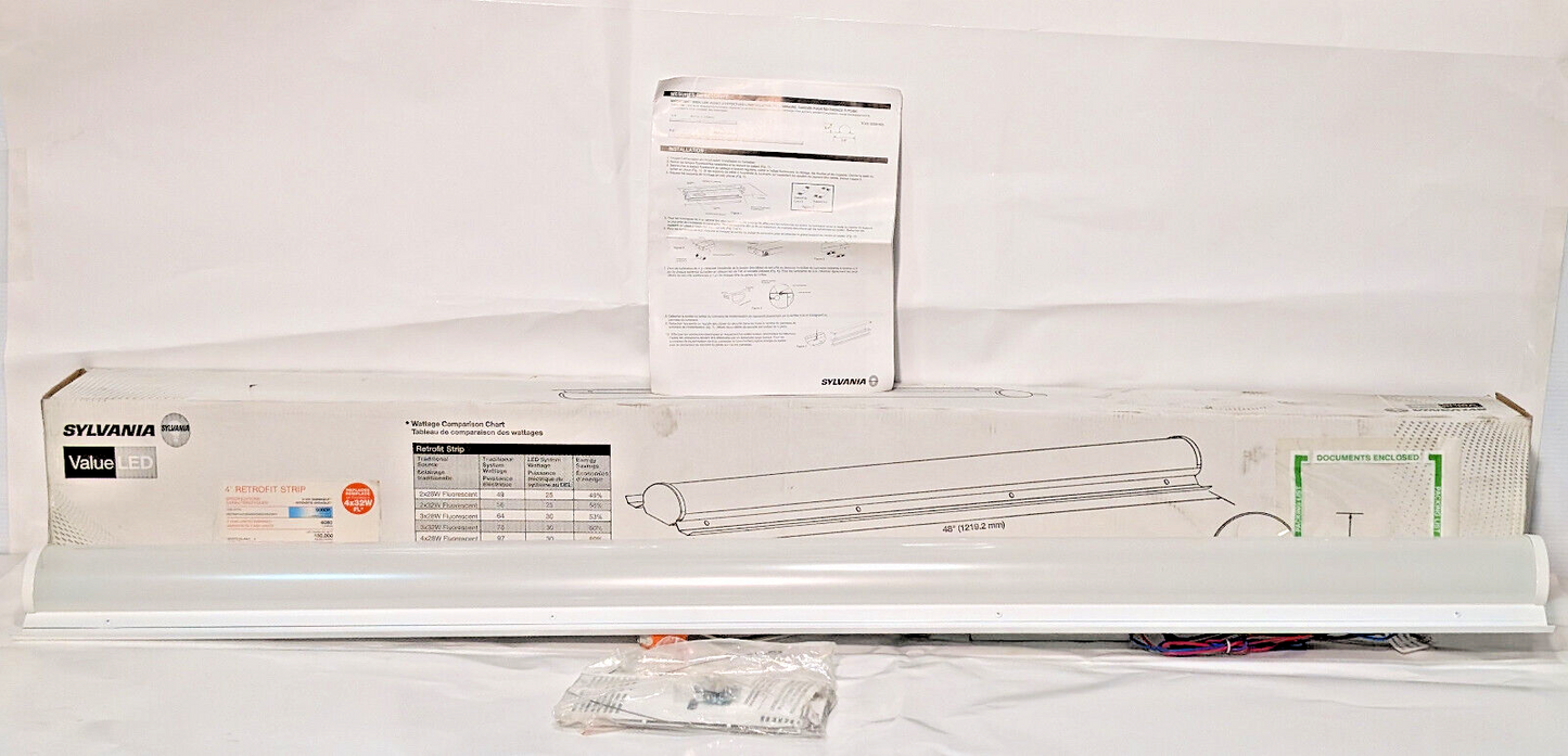 Sylvania 4' Retrofit Strip, 61476, 5000K Daylight, 0-10V Dimmable, 30W, 120-277V