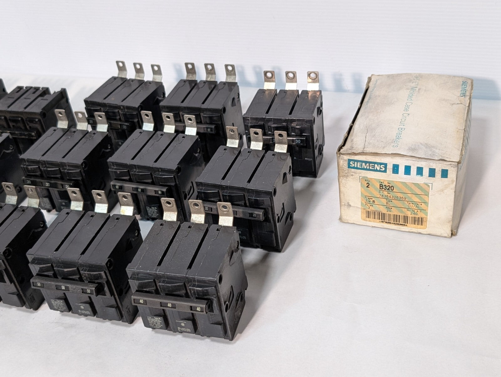 (19) Siemens 3-Pole Circuit Breakers, B- and BL- Type, 15A 20A 30A 40A 50A 60A