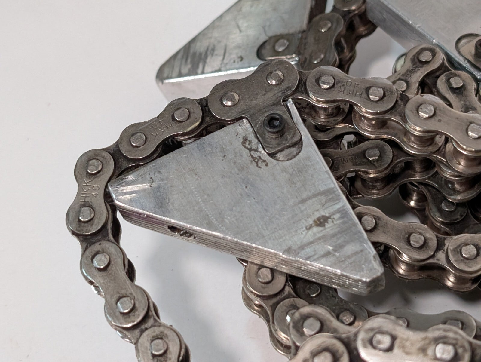 (2) 20' HKK #40 Roller Chain with Triangular Attachments for Conveyor 1/2" Pitch