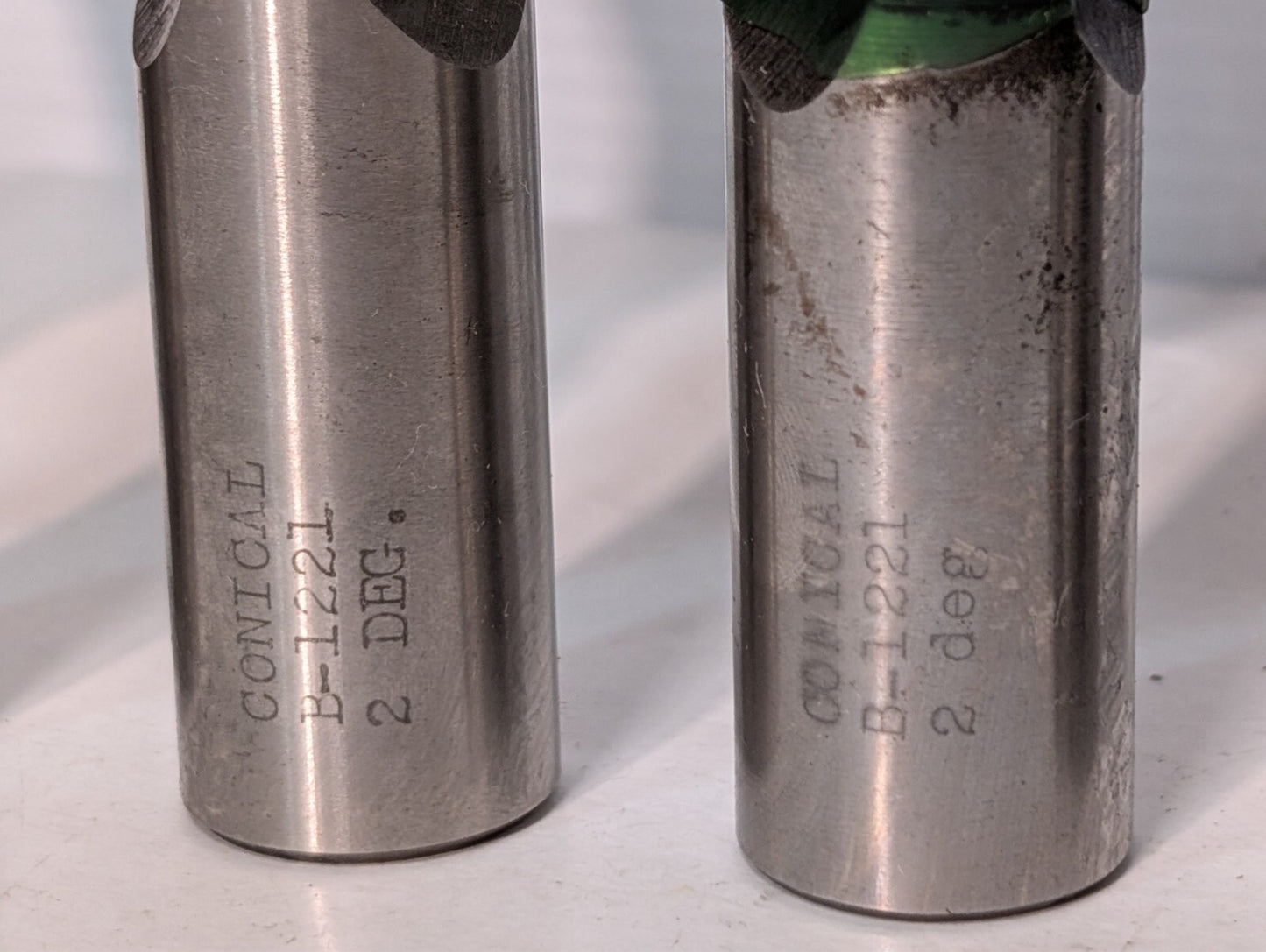 (3) Conical B-1221 2 Deg Tapered End Mill (Middle-sized 3 mills in main photo)