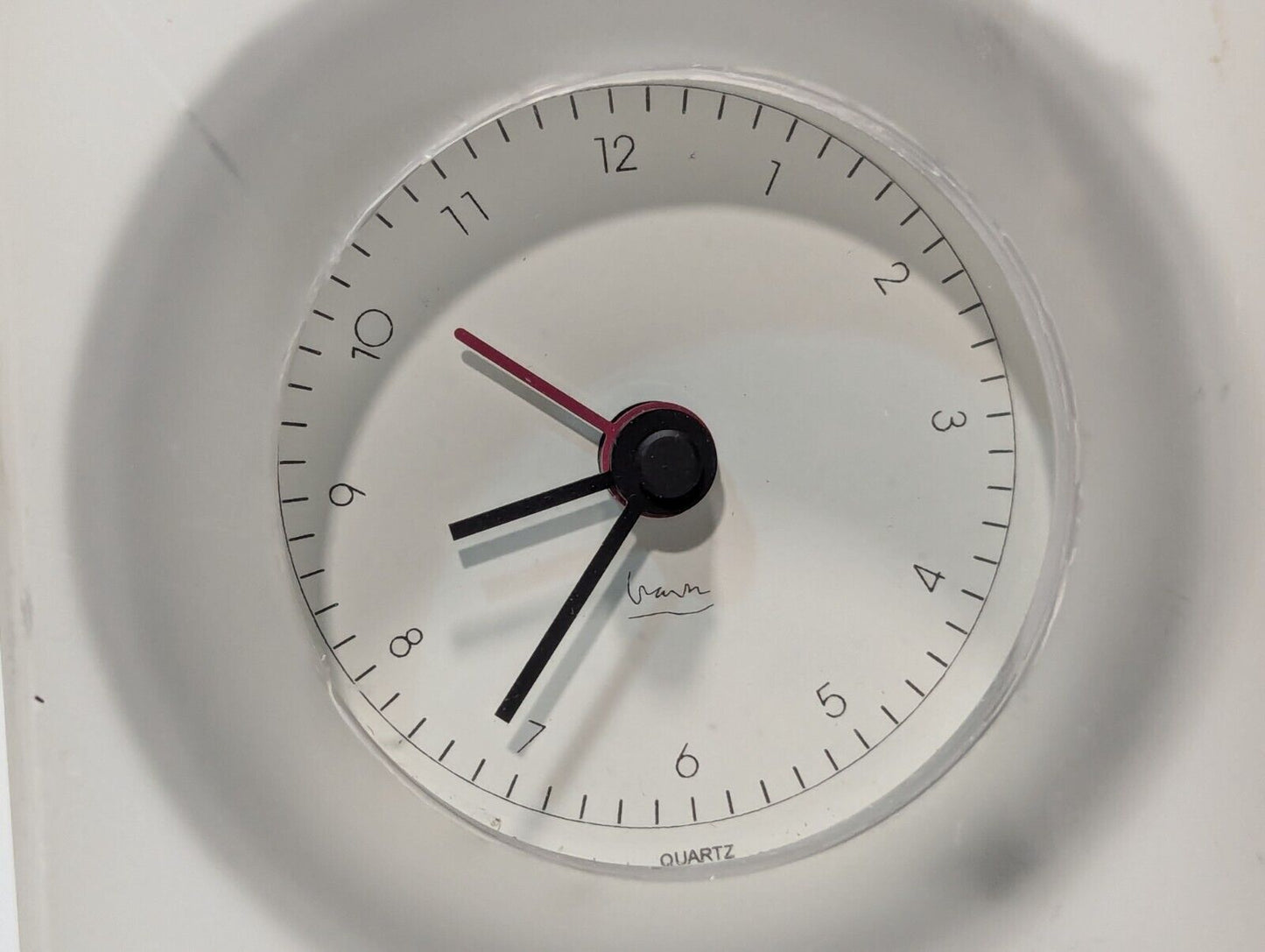 Michael Graves Clear Lucite Desk Alarm Clock Tripod Bronze Base - Free Shipping