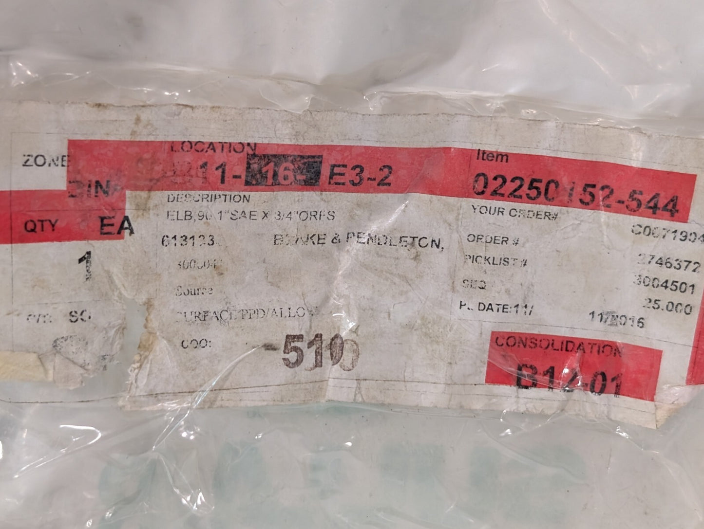 Sullair 02250152-544 Elbow Connector 90°, 1" SAE x 3/4" ORFS Compressor Part