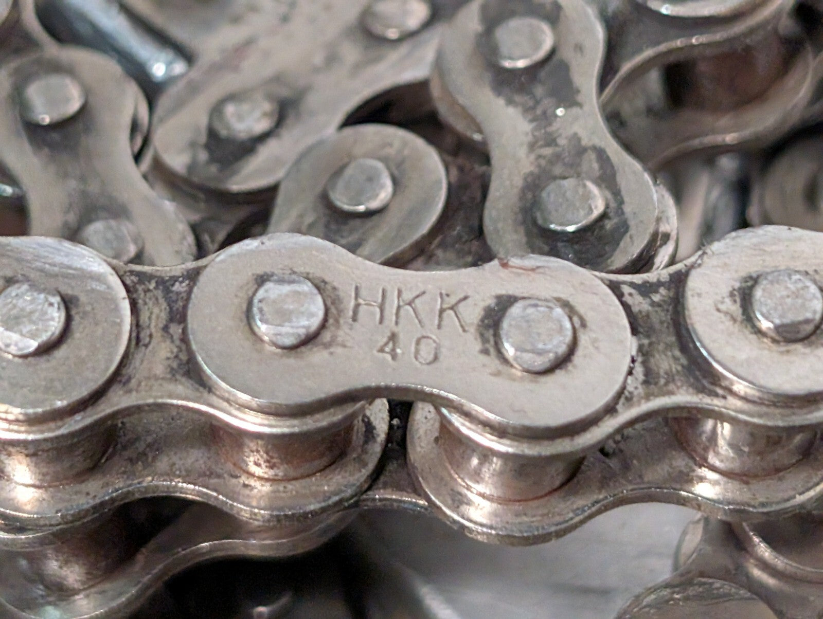 (2) 20' HKK #40 Roller Chain with Triangular Attachments for Conveyor 1/2" Pitch