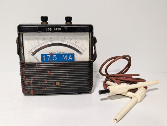 Weston 901 DC milliammeter, 0-1000mA, with probes and leather handle as pictured