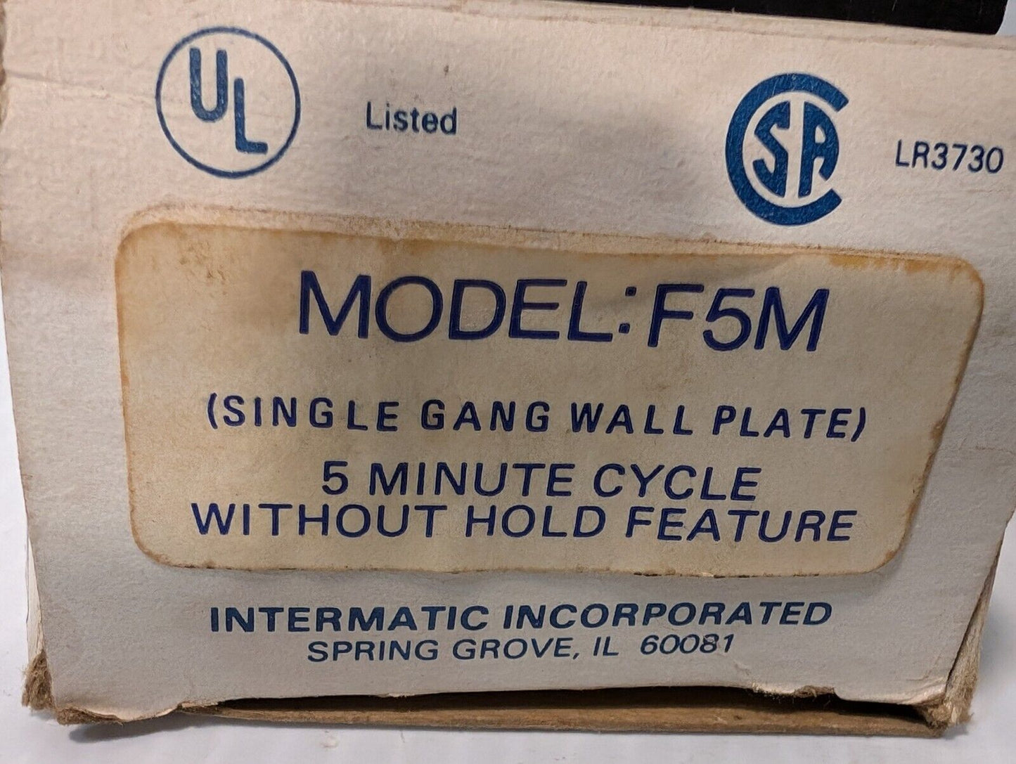 Intermatic F5M Spring Wound Time Switch, 5 Minute Cycle, w/o Hold Feature