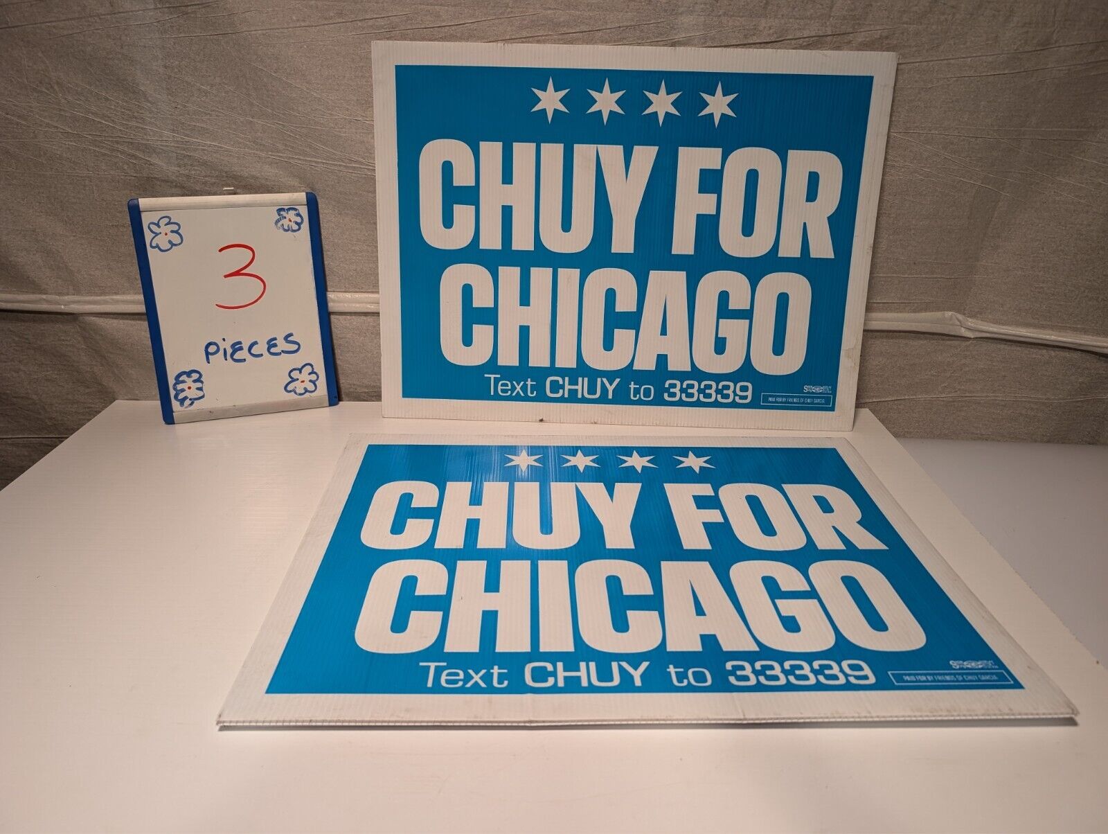 (3) Chuy for Chicago Vintage Yard Signs: Jesus "Chuy" Garcia Mayoral Campaign