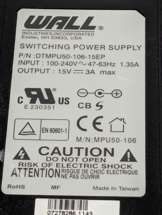 Wall Switching Power Supply DTMPU50-106-15EP - Free Shipping