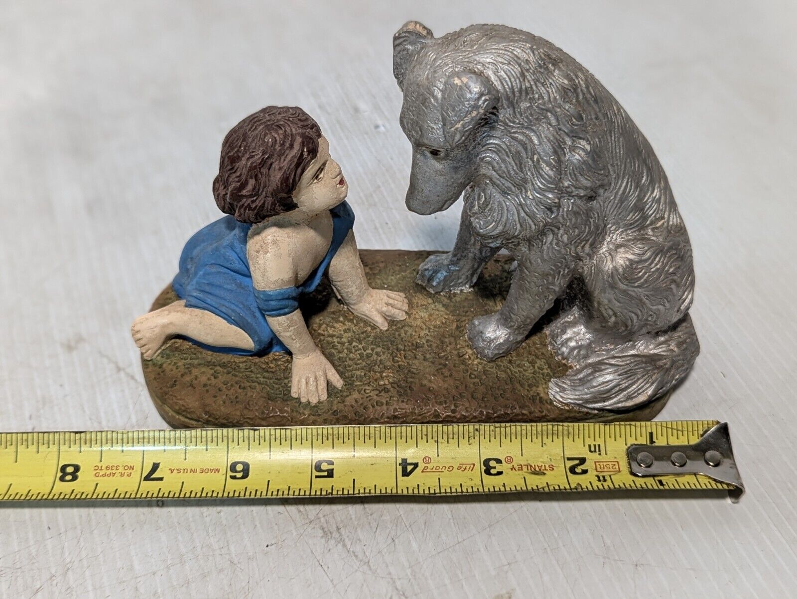 Vintage “CAN'T YOU TALK? " Dog & Child Setting Chalkware Statue - Free Shipping